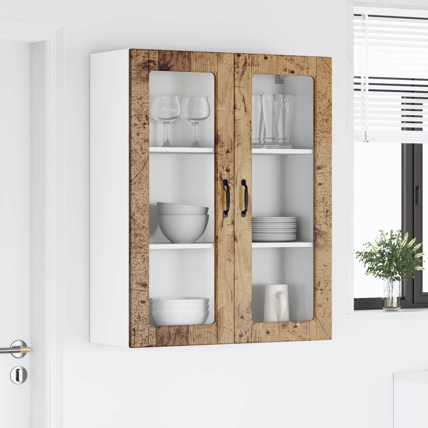 Vegghylle LUCCA Gammelt tre 80 x 31 x 100 cm Konstruert tre