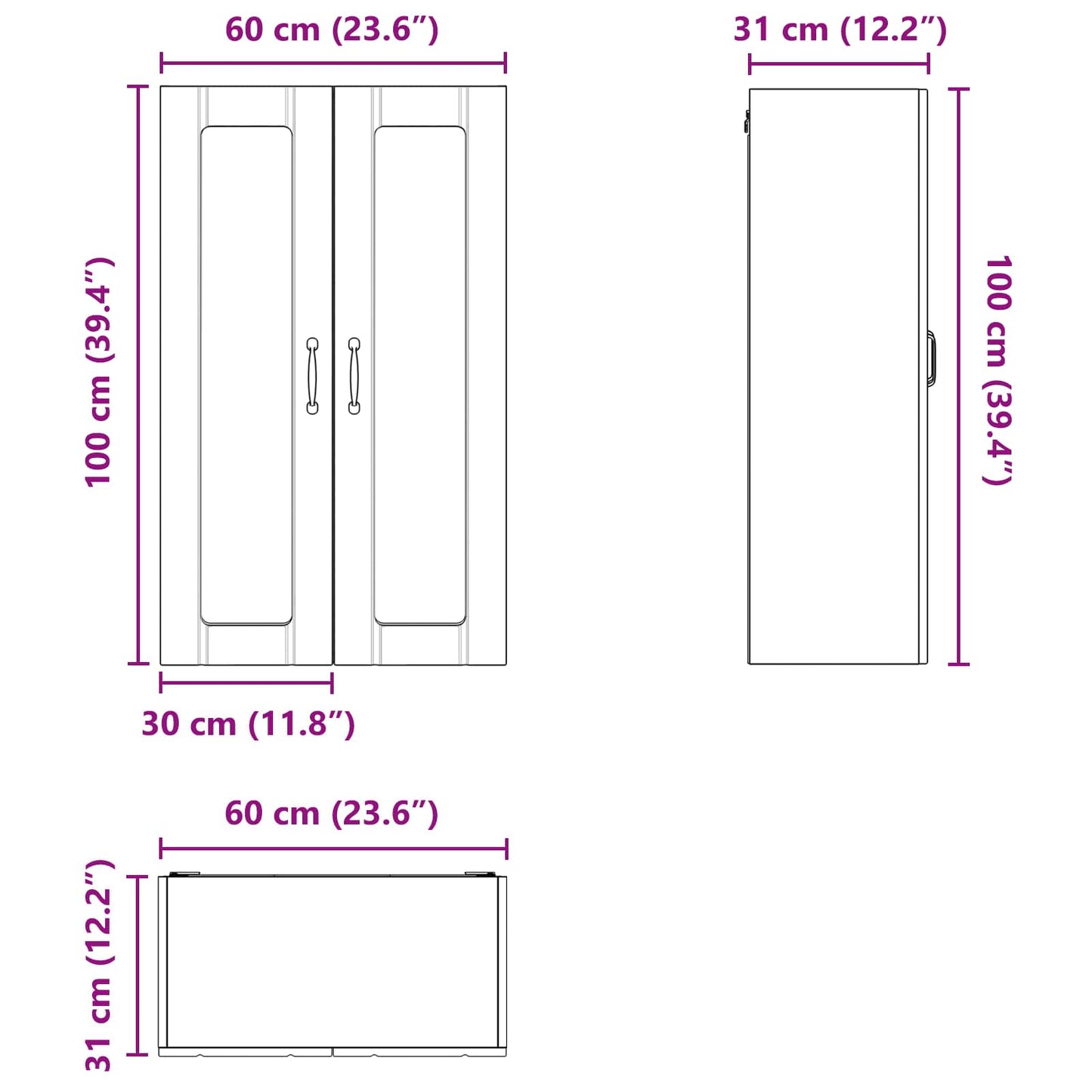Vegghylle LUCCA Svart 60 x 31 x 100 cm Konstruert tre
