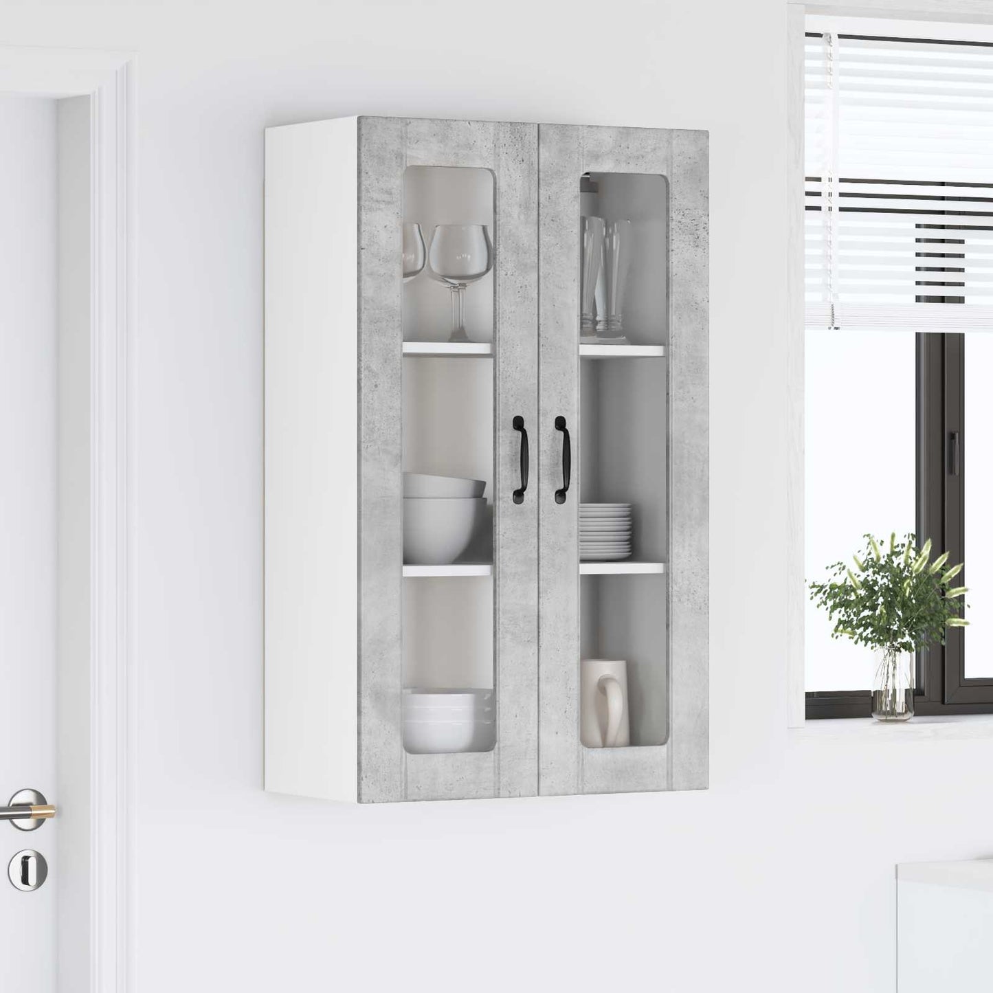 Vegghylle LUCCA Betonggrå 60 x 31 x 100 cm Konstruert tre