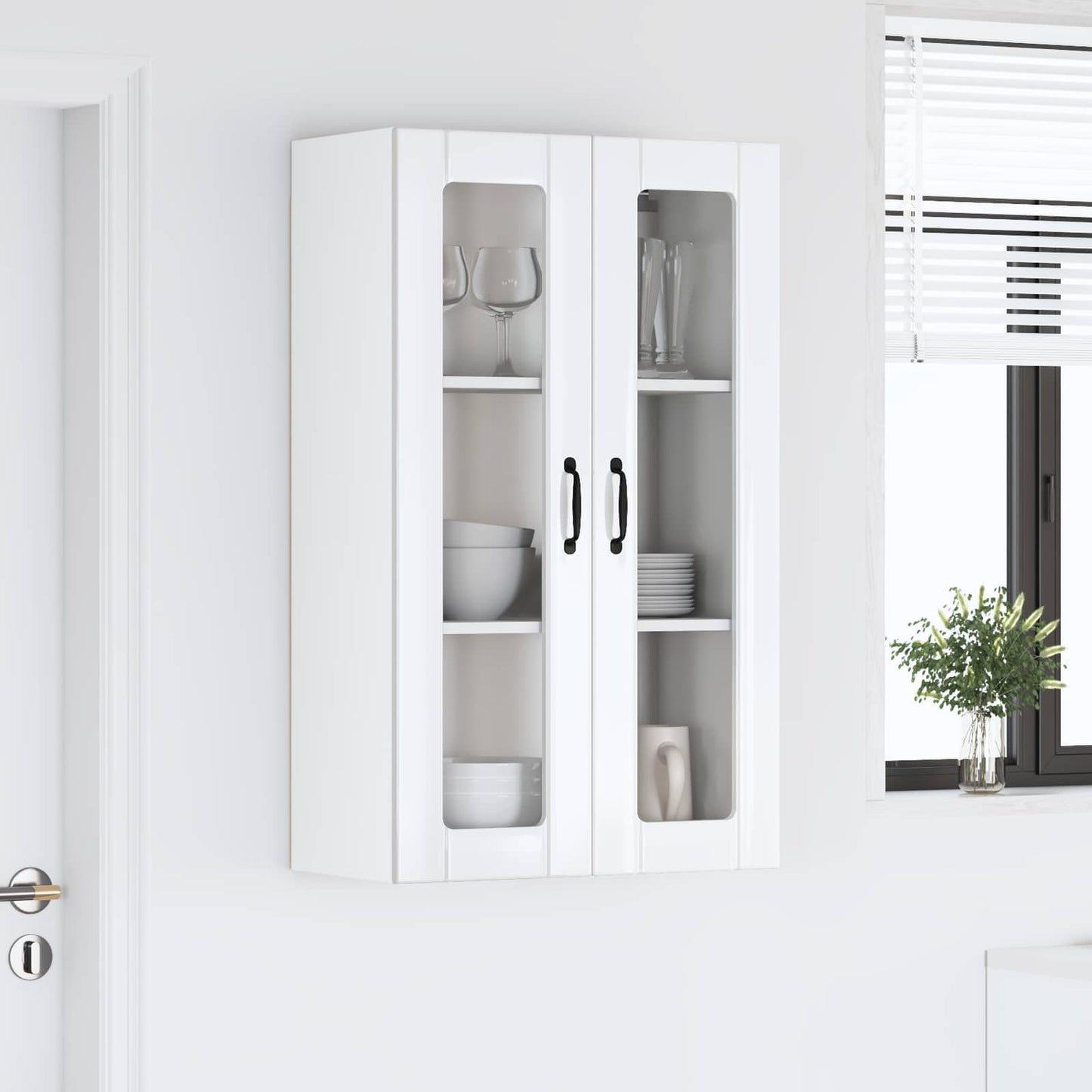Vegghylle LUCCA Høgglans hvit 60 x 31 x 100 cm Konstruert tre