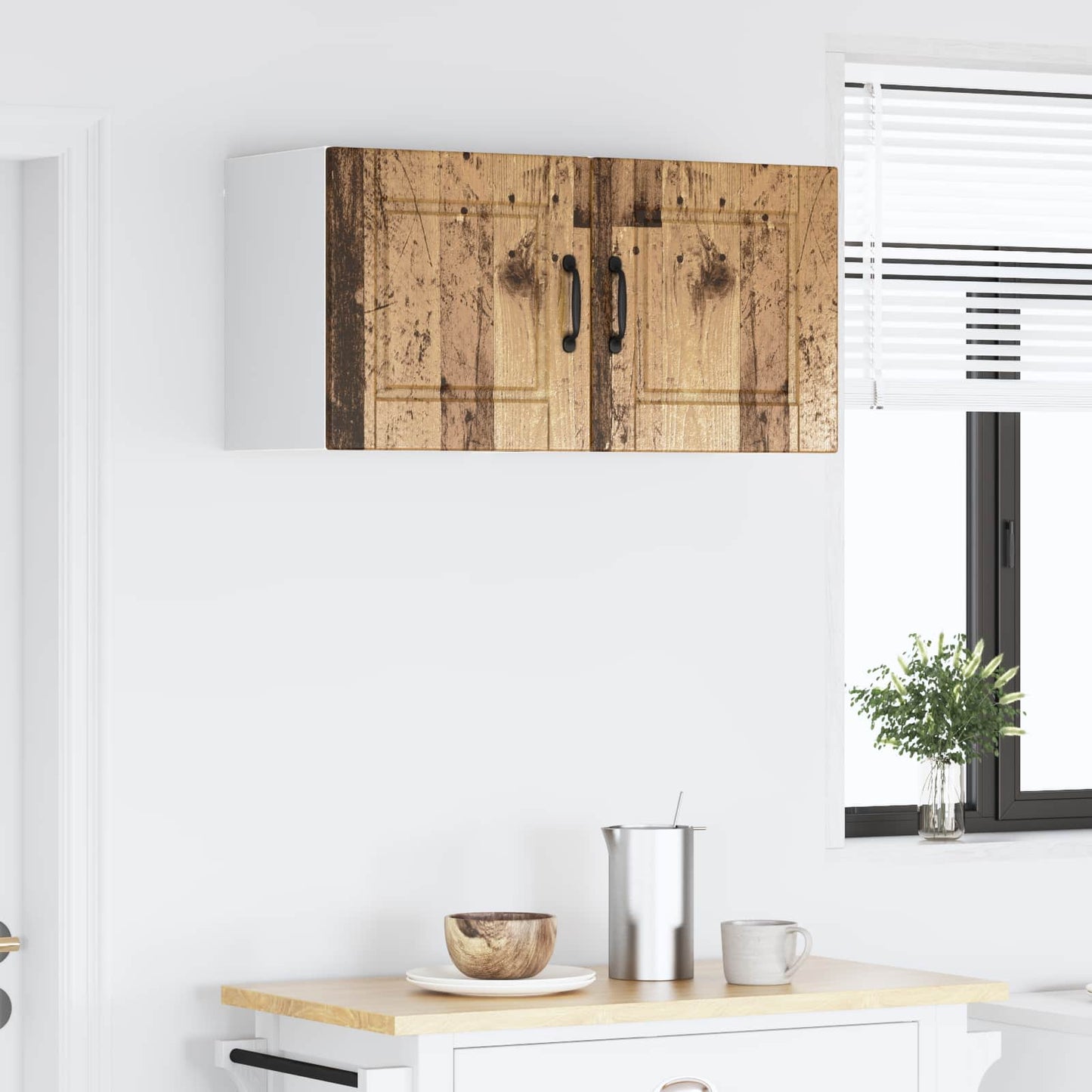 Veggskap PORTO 2 pcs Gammelt tre 40 x 31 x 40 cm Konstruert tre