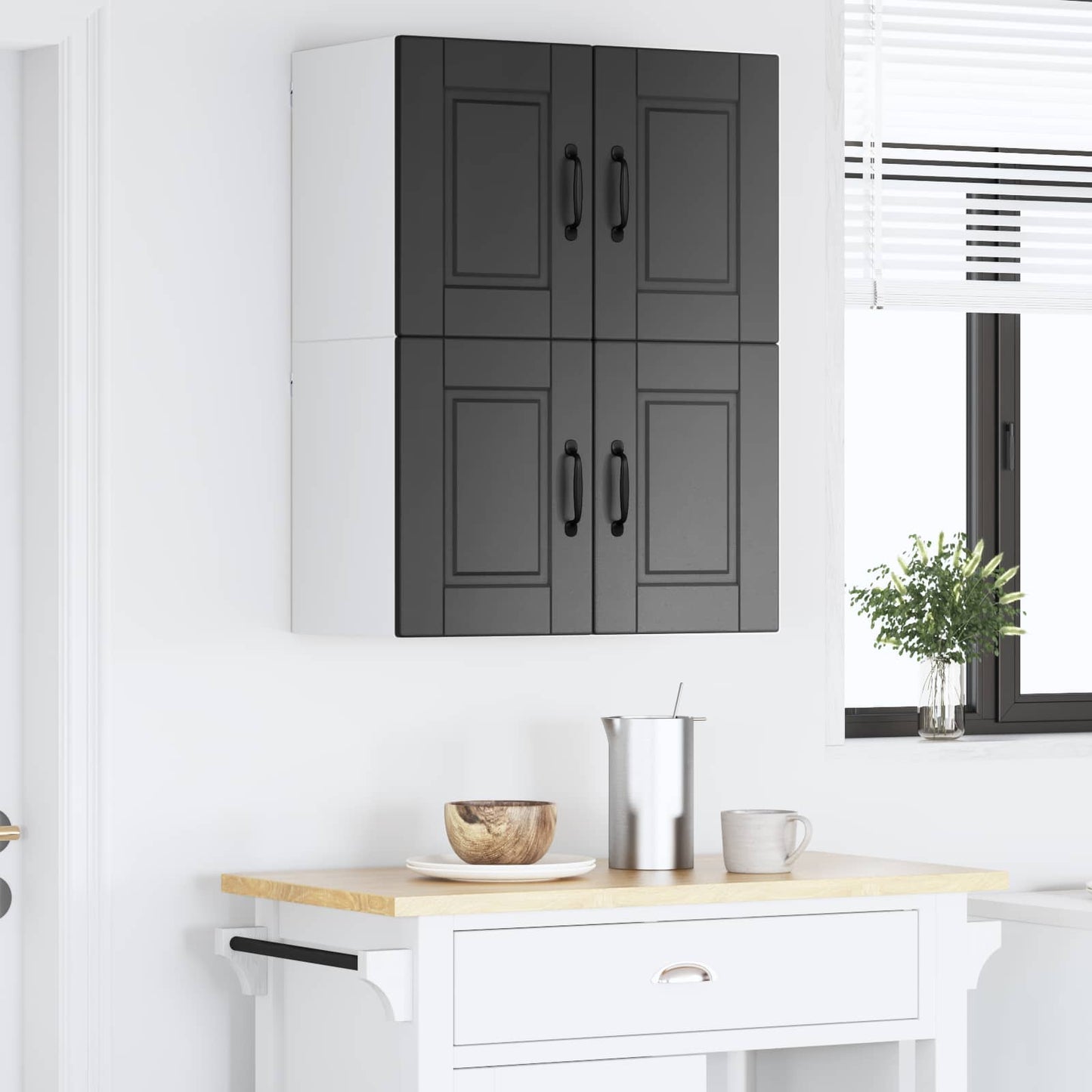 Veggskap PORTO 2 pcs Svart 60 x 31 x 40 cm Konstruert tre