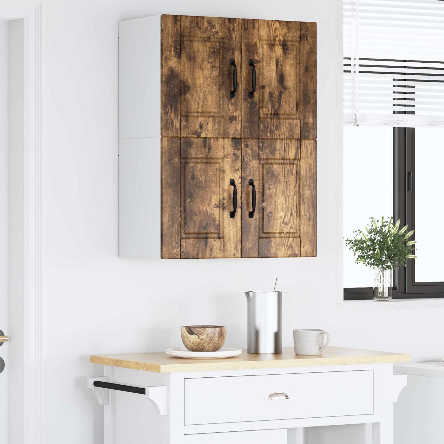 Veggskap PORTO 2 pcs Røkt eik 60 x 31 x 40 cm Konstruert tre
