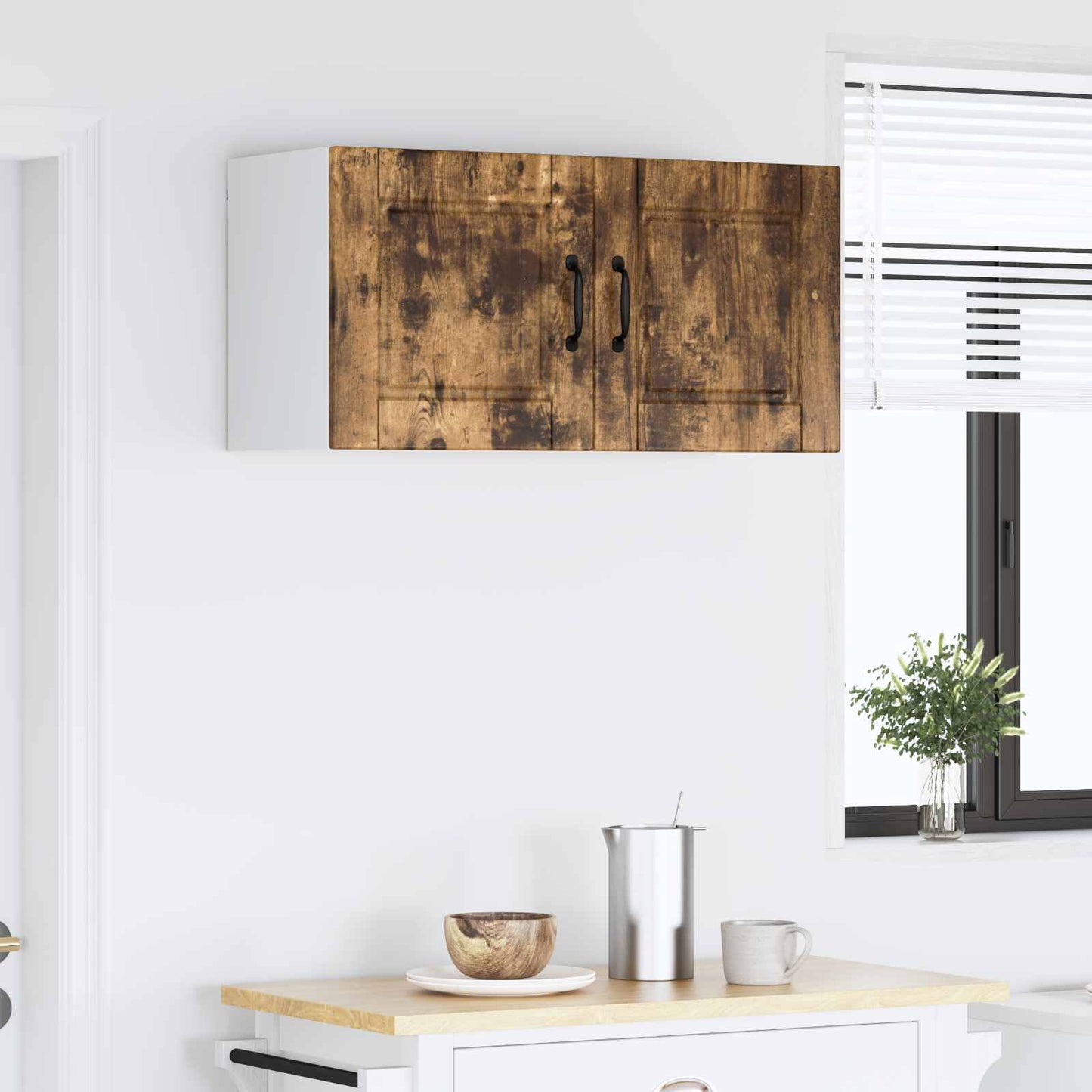 Veggskap PORTO Røkt eik 80 x 31 x 40 cm Konstruert tre