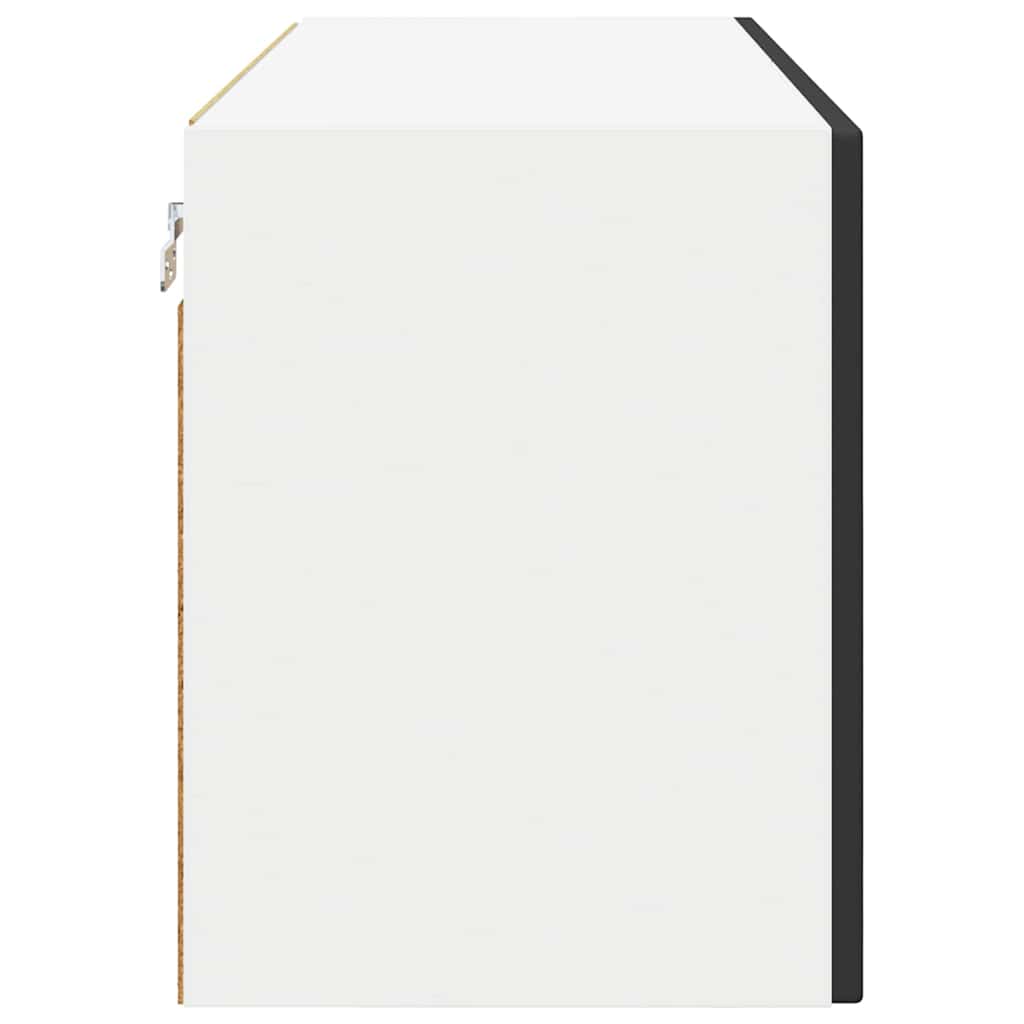 Vegghylle med glass PORTO Svart 80 x 31 x 40 cm Konstruert tre
