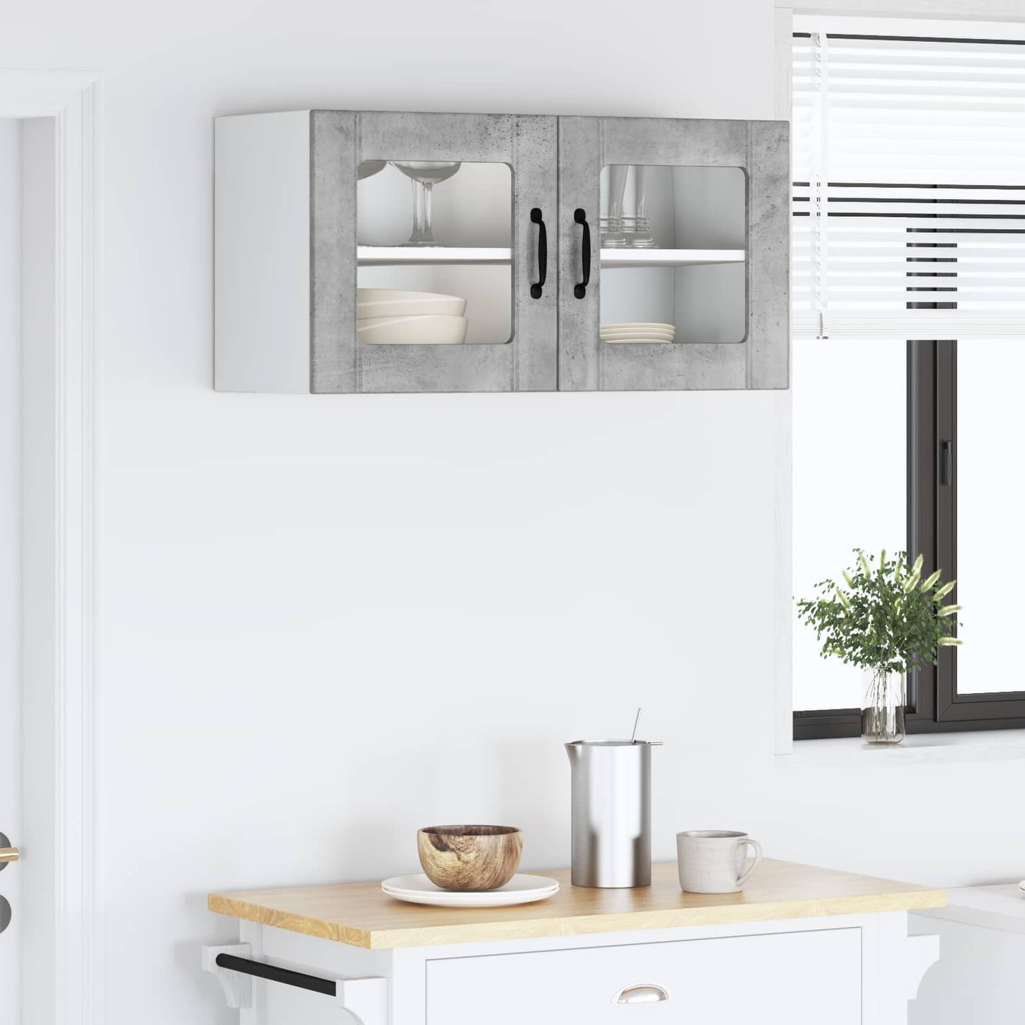 Vegghylle PORTO Betonggrå 80 x 31 x 40 cm Konstruert tre