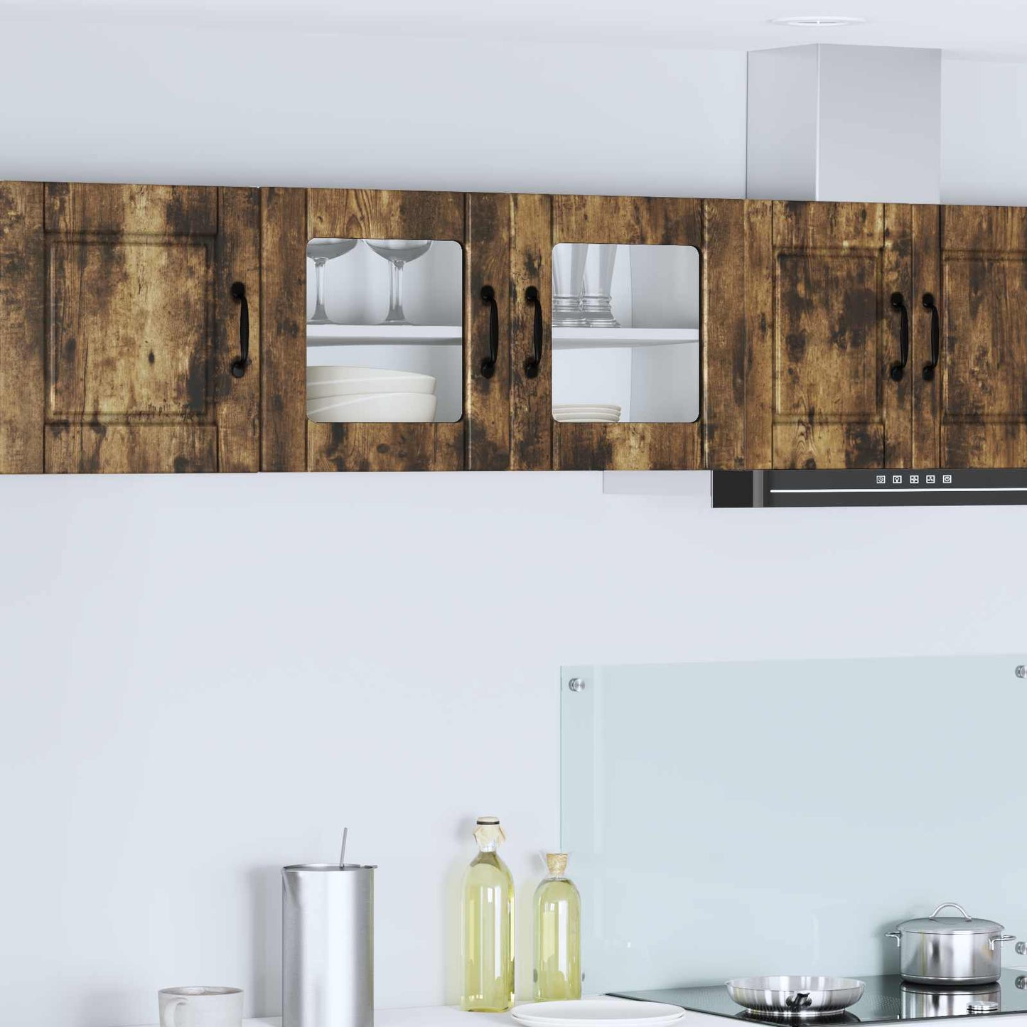 Vegghylle PORTO Røkt eik 80 x 31 x 40 cm Konstruert tre