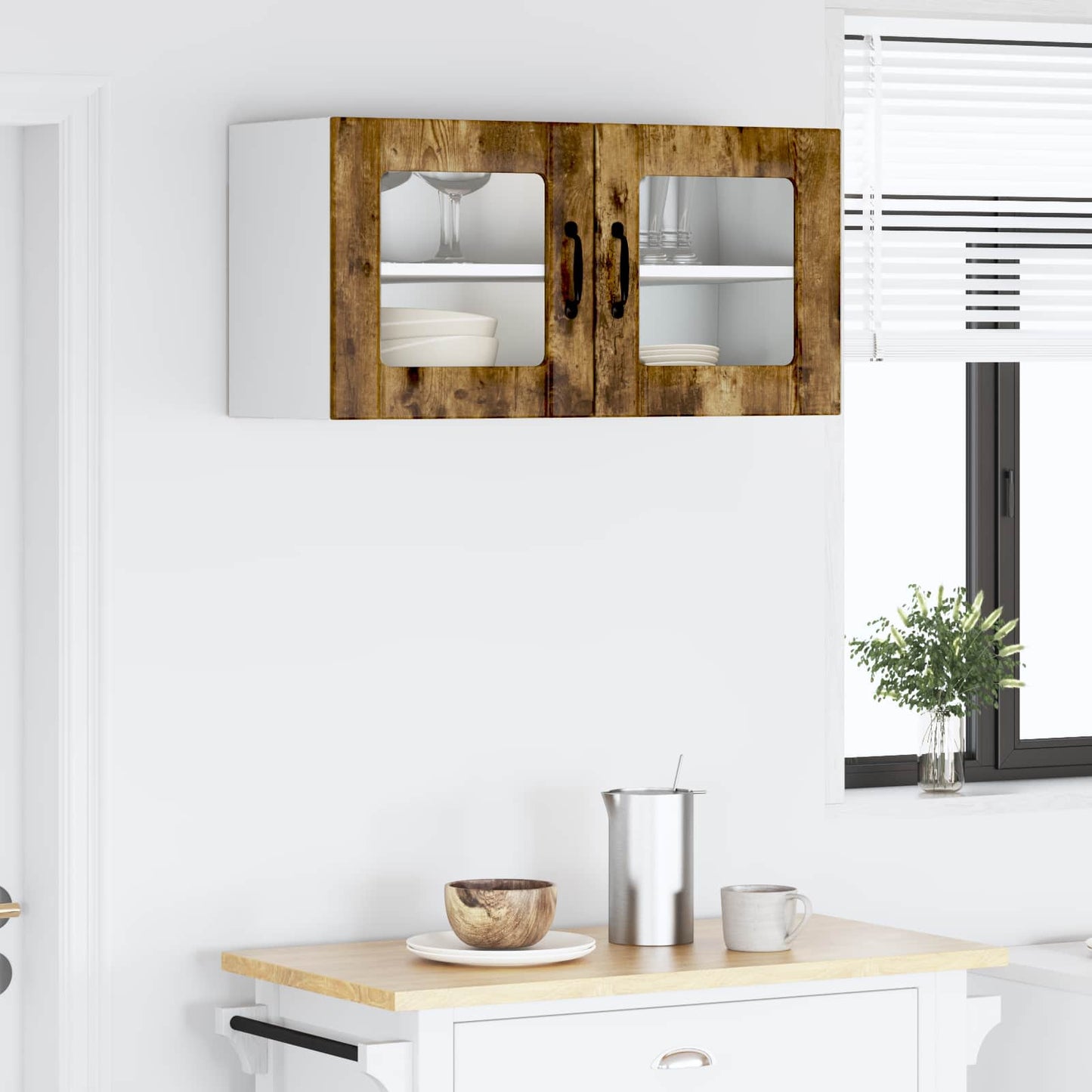 Vegghylle PORTO Røkt eik 80 x 31 x 40 cm Konstruert tre