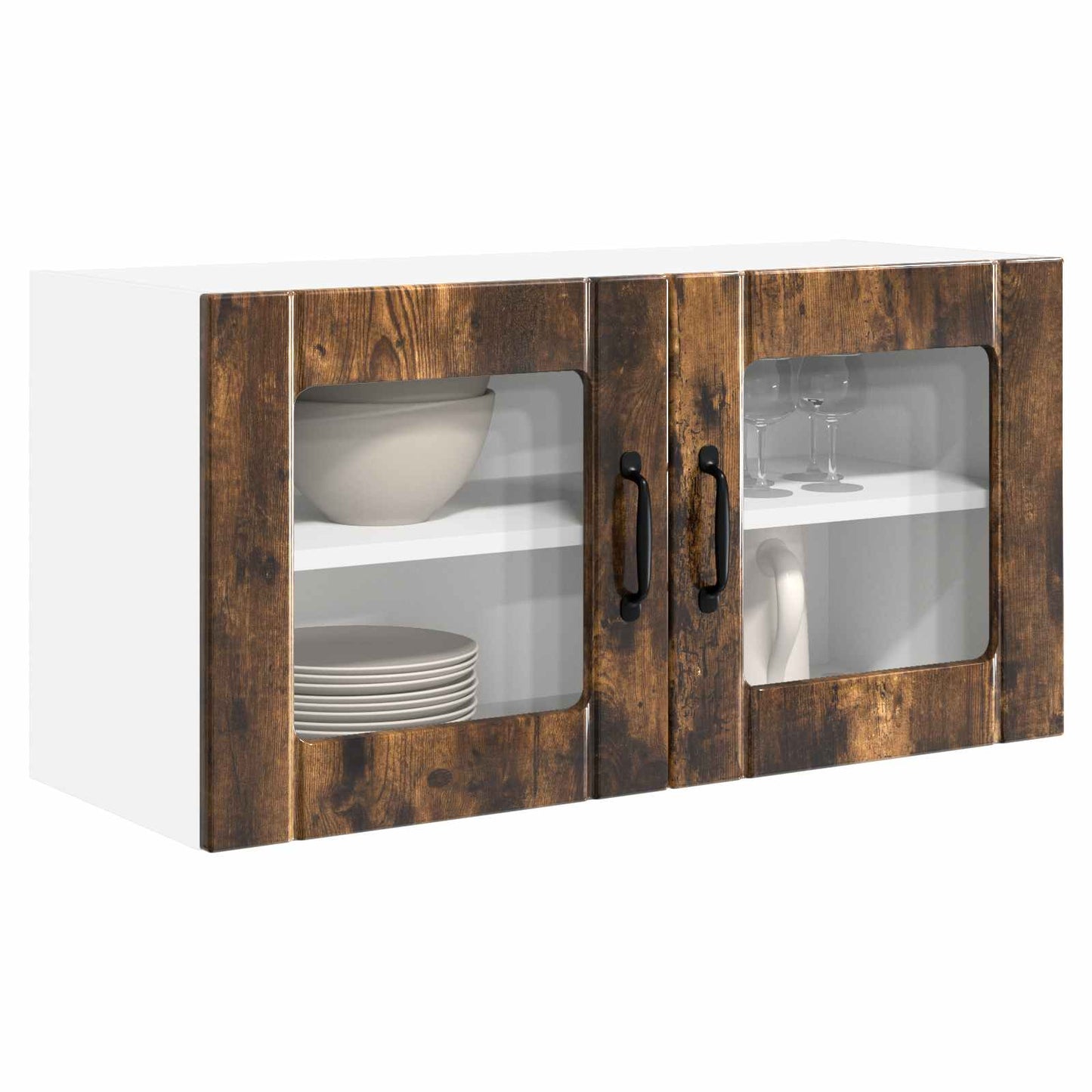 Vegghylle PORTO Røkt eik 80 x 31 x 40 cm Konstruert tre