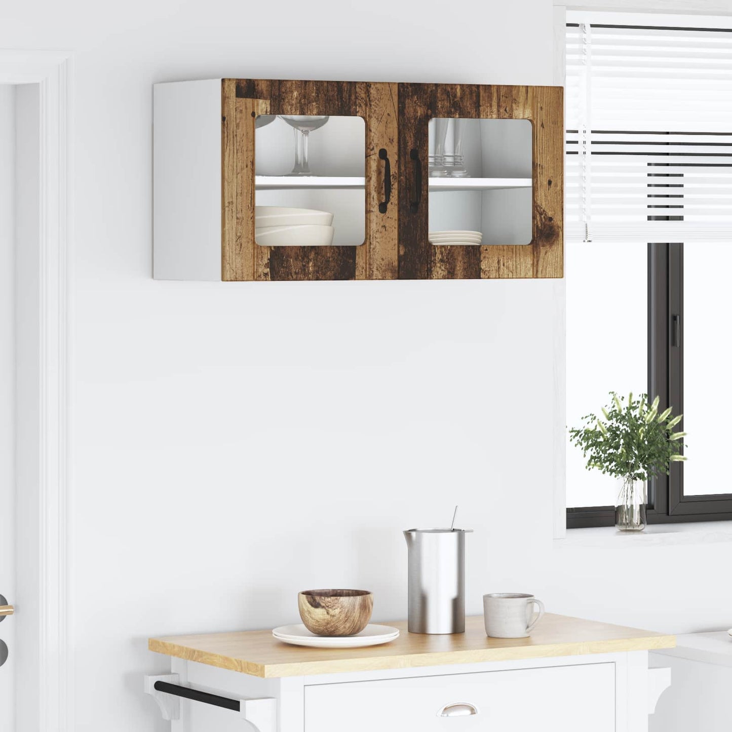 Vegghylle PORTO Gammelt tre 80 x 31 x 40 cm Konstruert tre