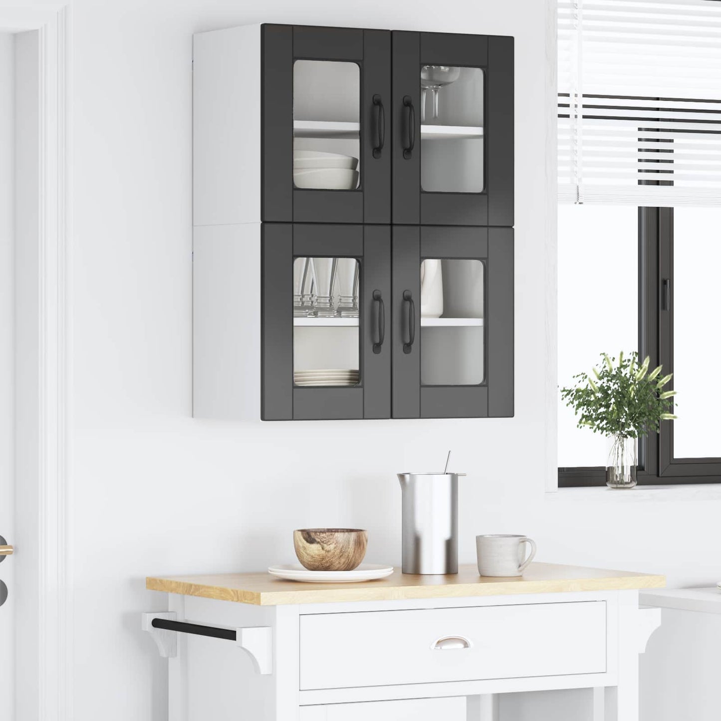 Vegghylle PORTO 2 pcs Svart 60 x 31 x 40 cm Konstruert tre