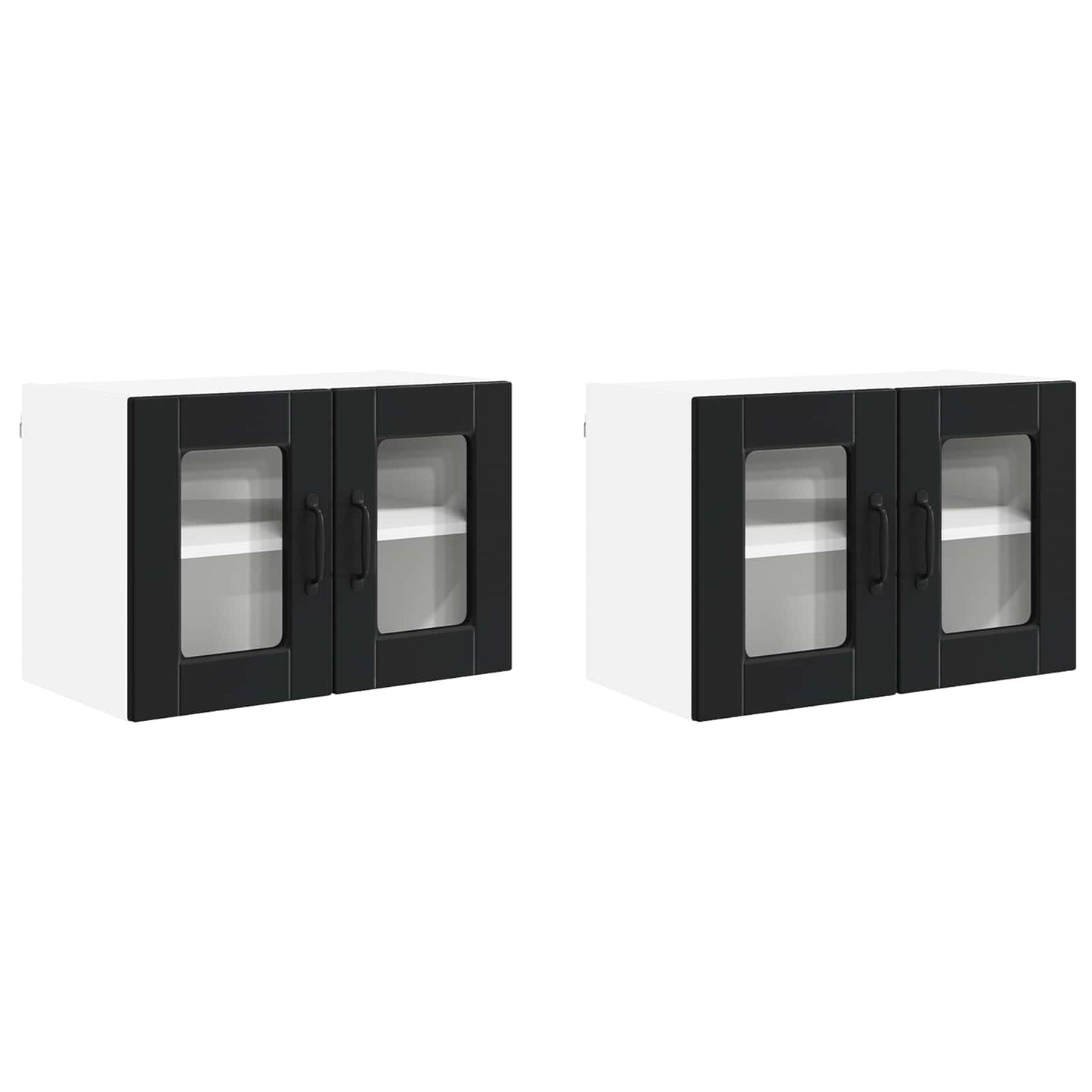 Vegghylle PORTO 2 pcs Svart 60 x 31 x 40 cm Konstruert tre