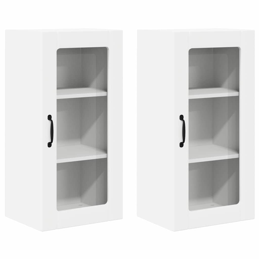 Vegghylle PORTO 2 pcs Hvit 40 x 31 x 80 cm Konstruert tre