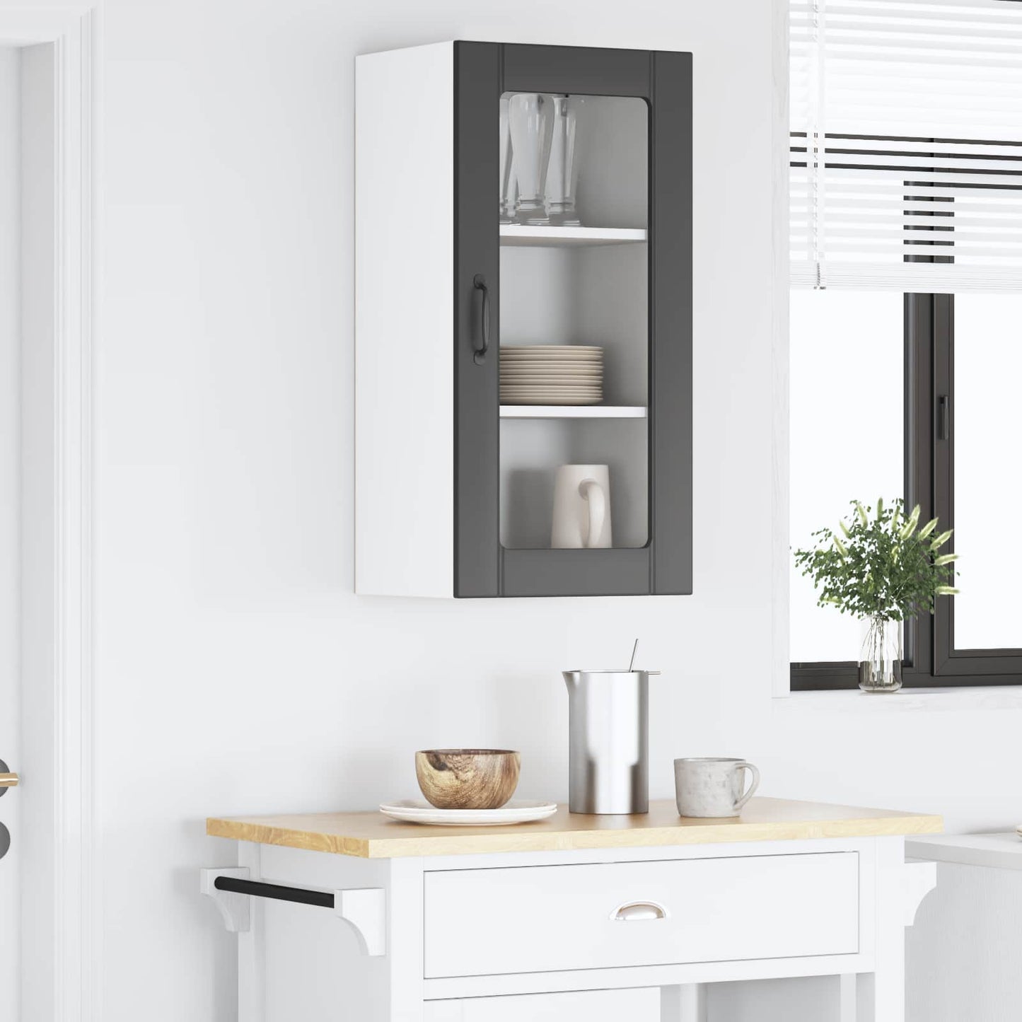 Vegghylle PORTO Svart 40 x 31 x 80 cm Konstruert tre