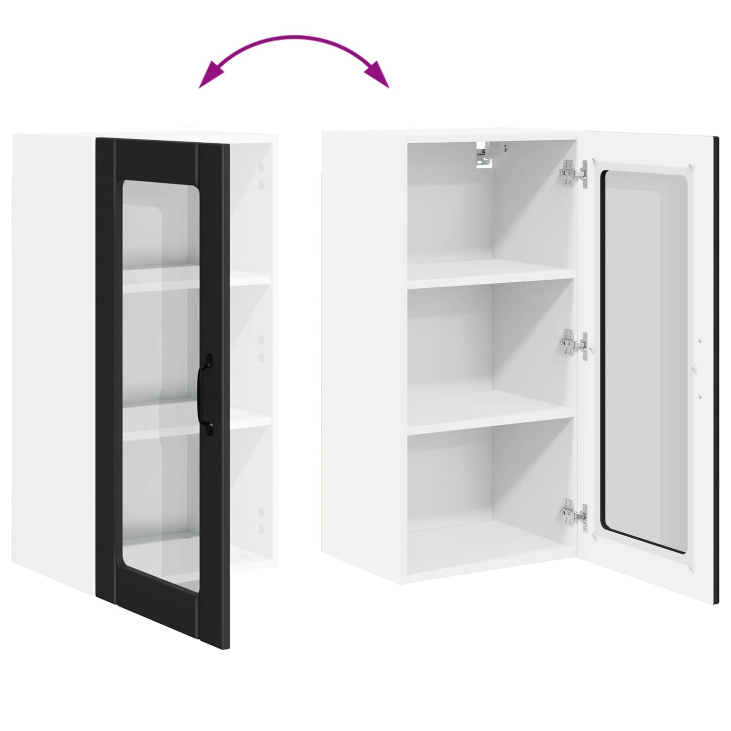 Vegghylle PORTO Svart 40 x 31 x 80 cm Konstruert tre
