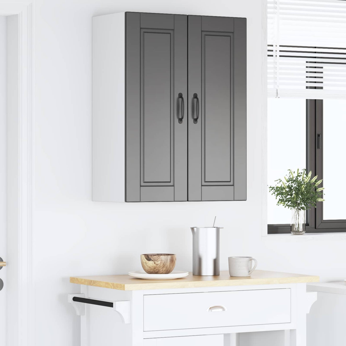 Veggskap PORTO 2 pcs Svart 30 x 31 x 80 cm Konstruert tre