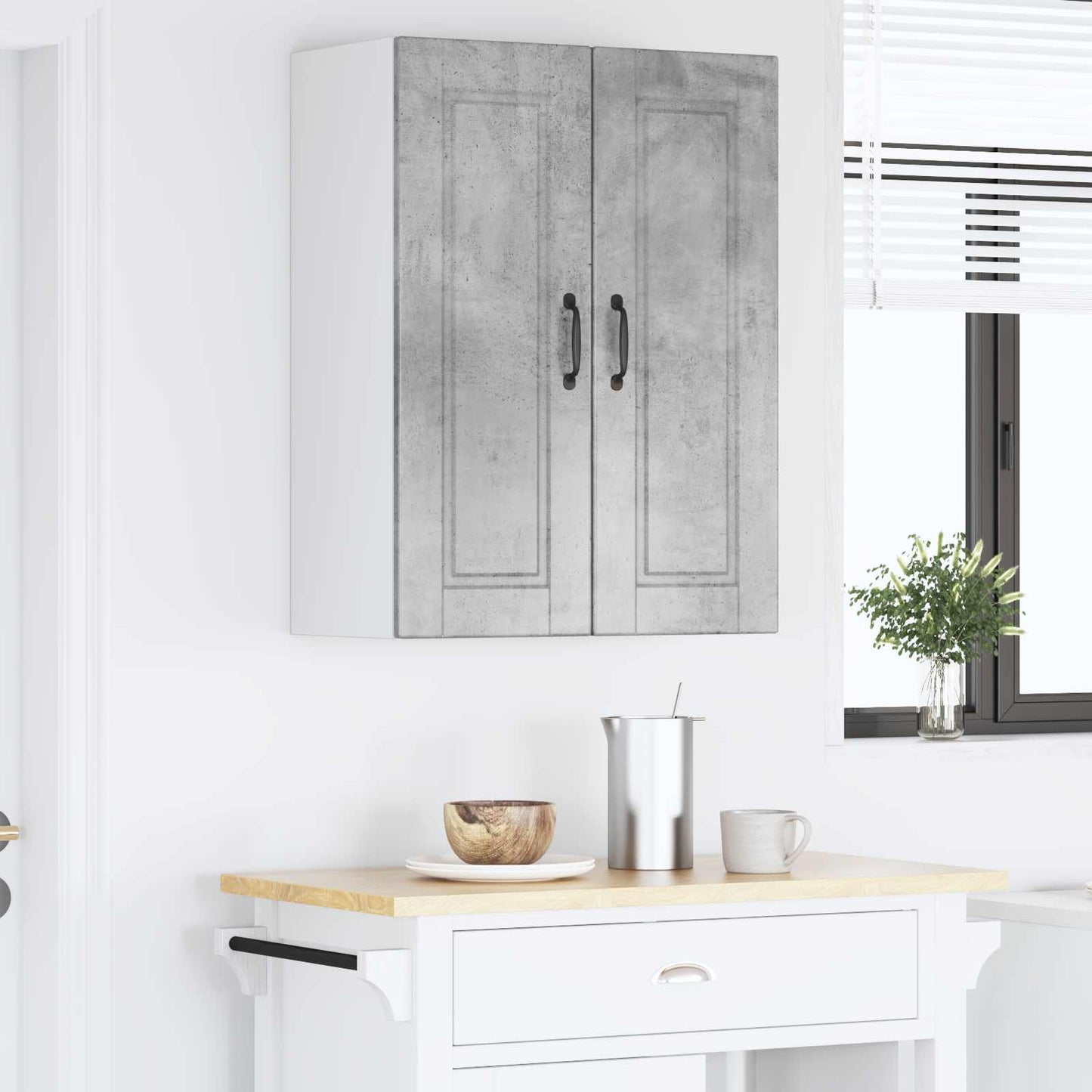 Veggskap PORTO 2 pcs Betonggrå 30 x 31 x 80 cm Konstruert tre