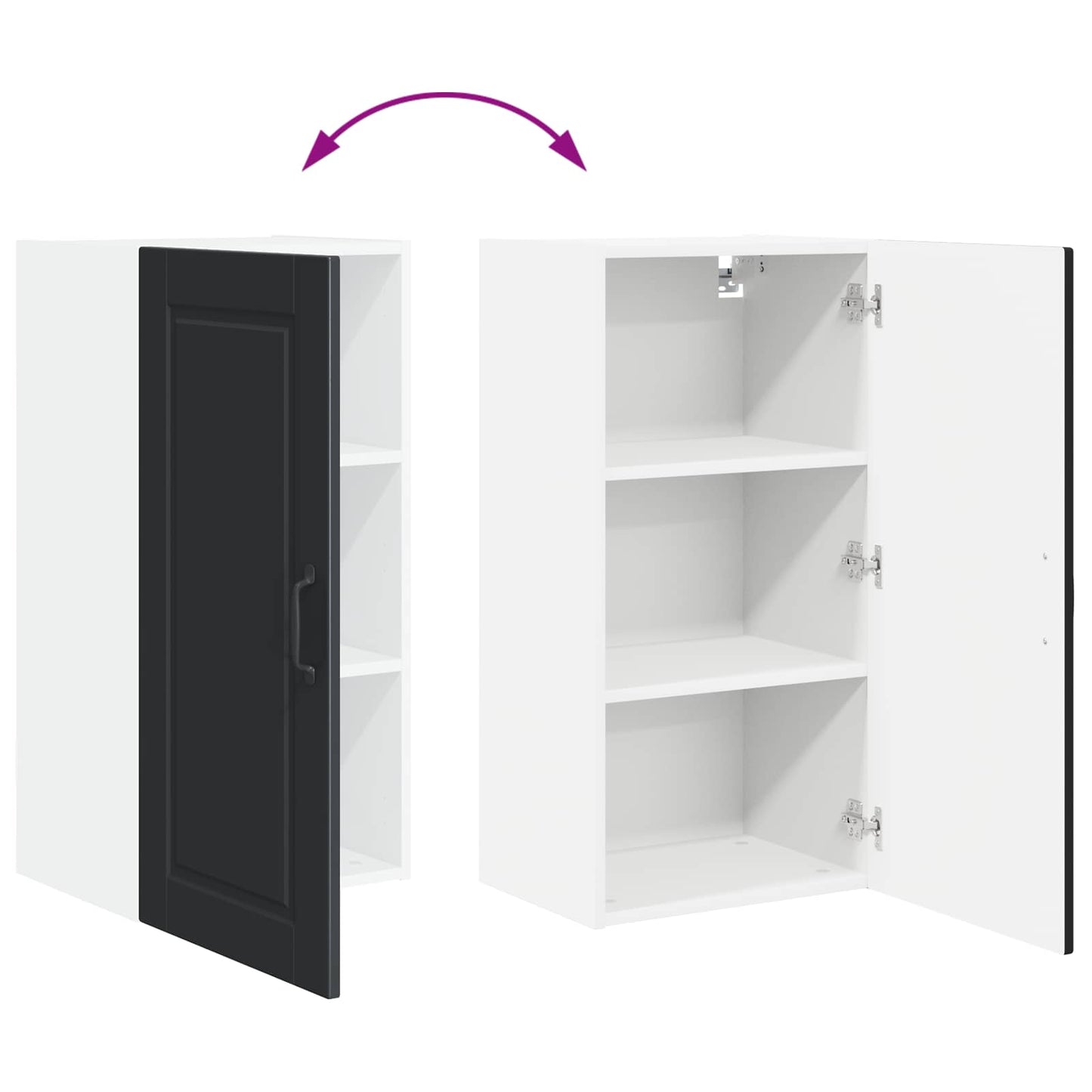 Veggskap PORTO Svart 40 x 31 x 80 cm Konstruert tre