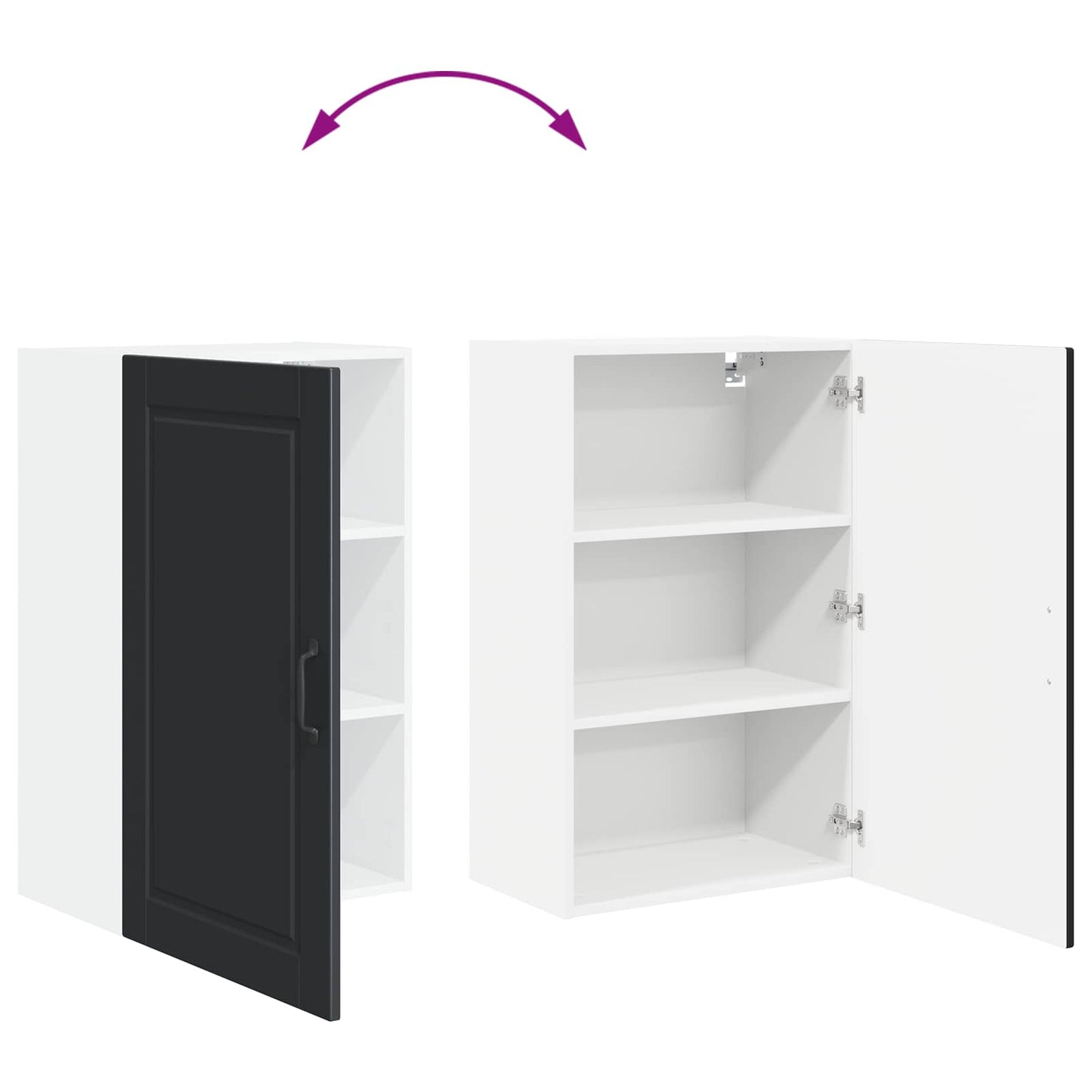 Veggskap PORTO Svart 50 x 31 x 80 cm Konstruert tre