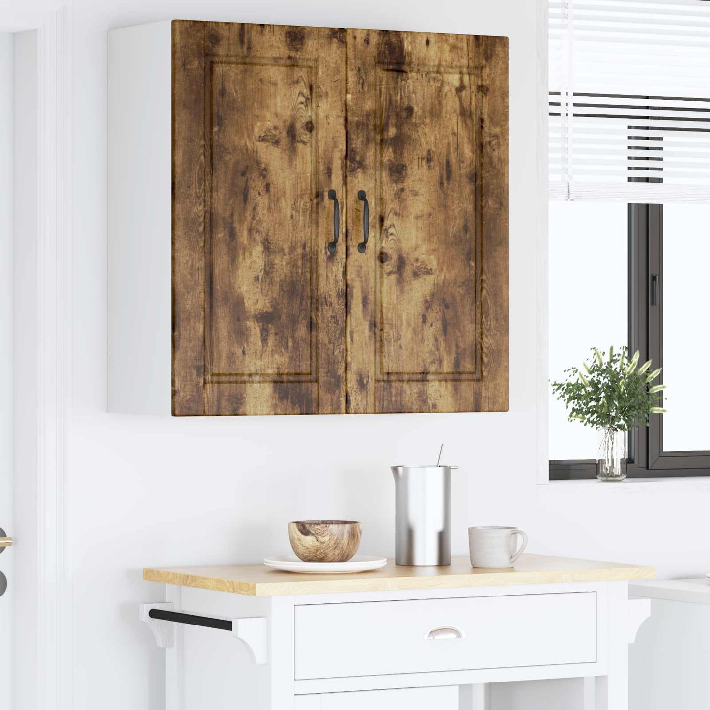 Veggskap PORTO Røkt eik 80 x 31 x 80 cm Konstruert tre