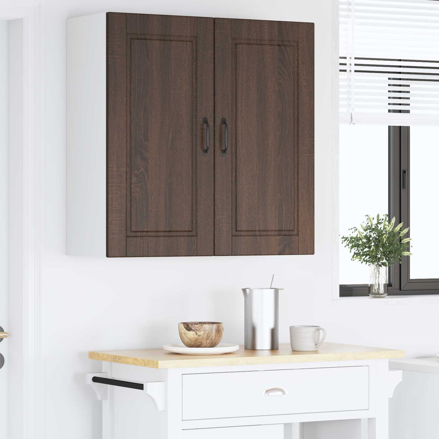 Veggskap PORTO Brun Eik 80 x 31 x 80 cm Konstruert tre