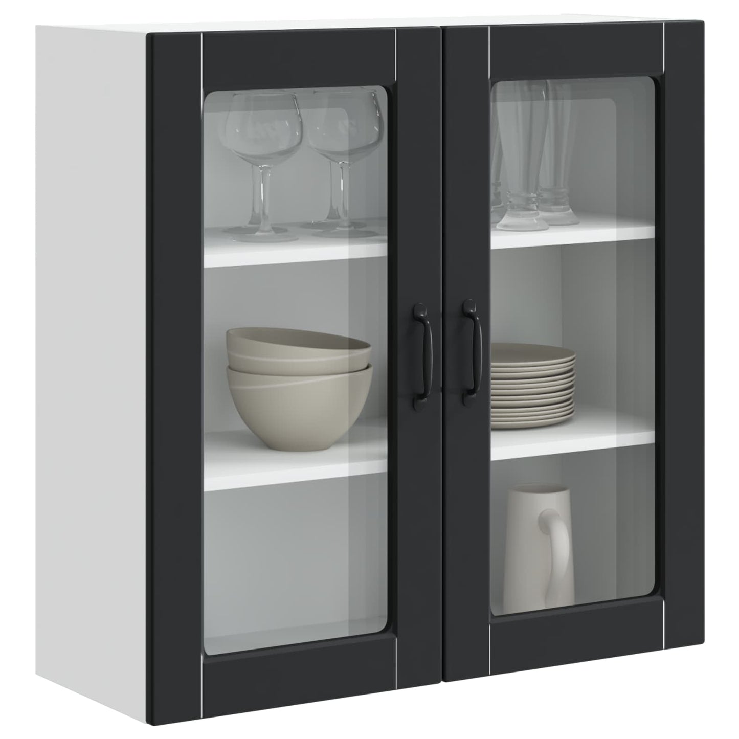 Vegghylle PORTO Svart 80 x 31 x 80 cm Konstruert tre