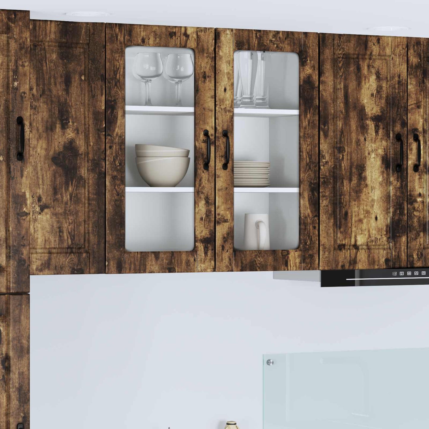 Vegghylle PORTO Røkt eik 80 x 31 x 80 cm Konstruert tre