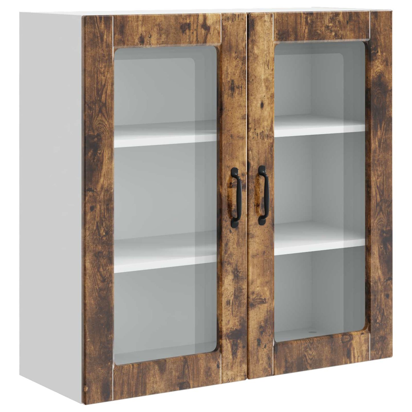 Vegghylle PORTO Røkt eik 80 x 31 x 80 cm Konstruert tre