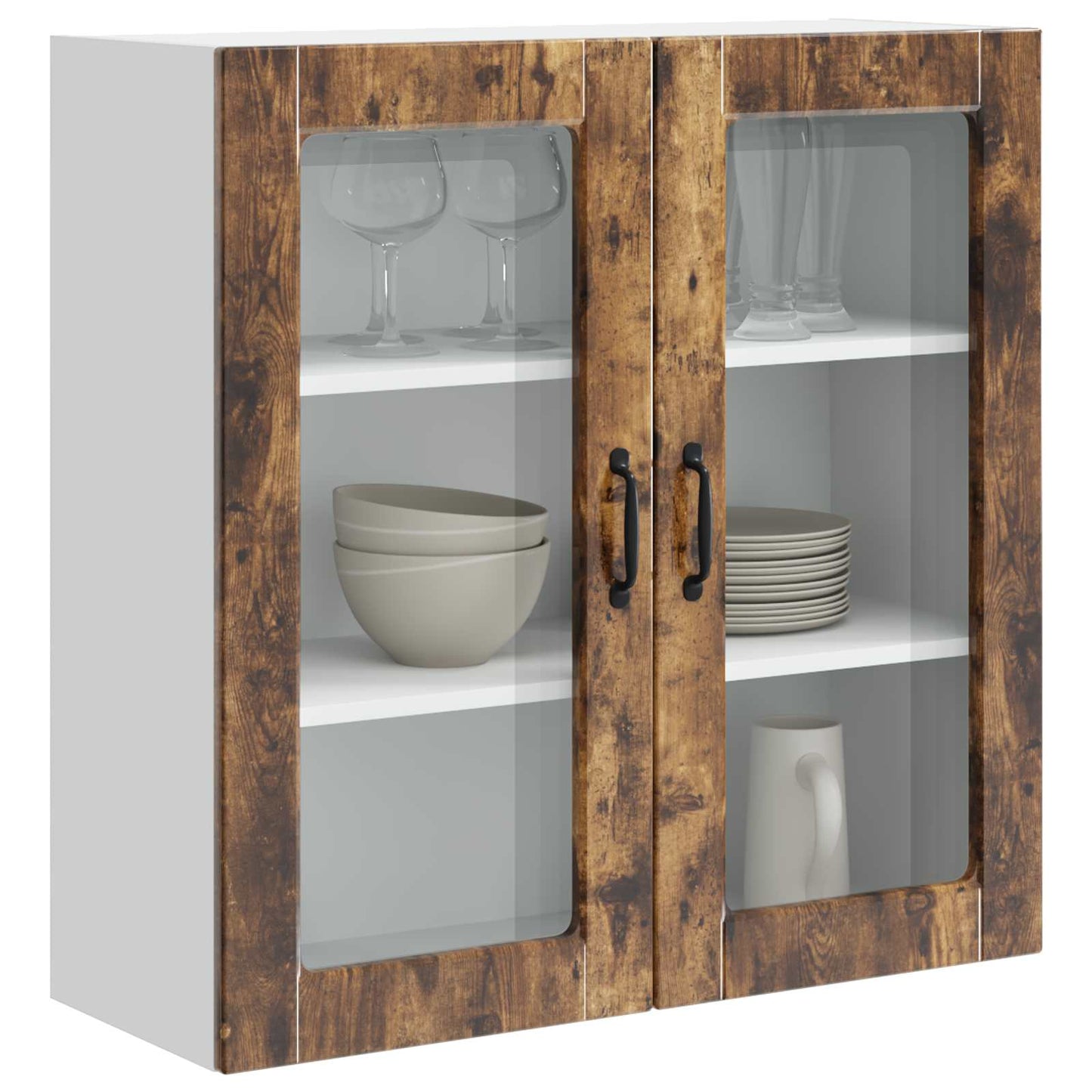 Vegghylle PORTO Røkt eik 80 x 31 x 80 cm Konstruert tre