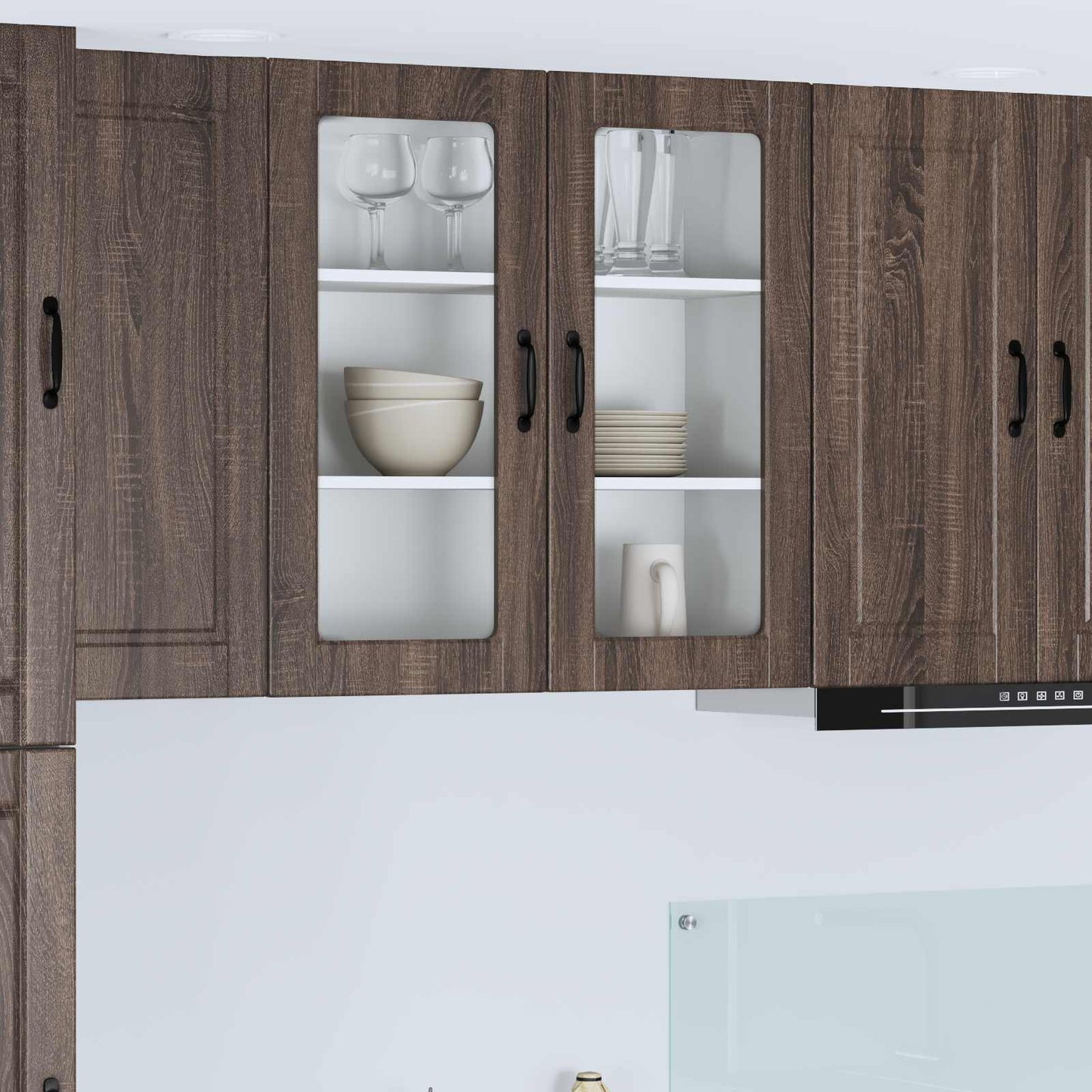 Vegghylle PORTO Brun Eik 80 x 31 x 80 cm Konstruert tre
