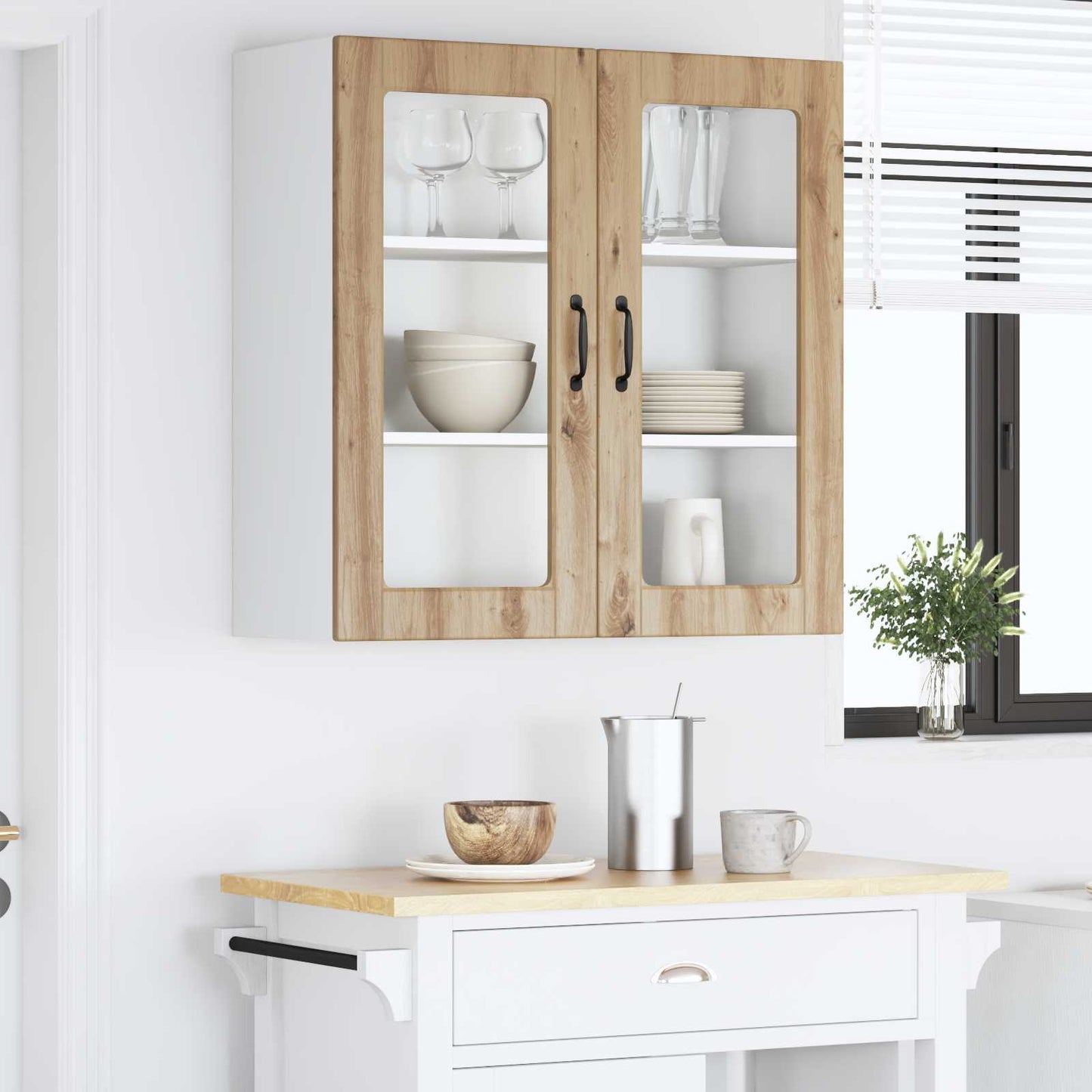 Vegghylle PORTO Artisan Eik 80 x 31 x 80 cm Konstruert tre
