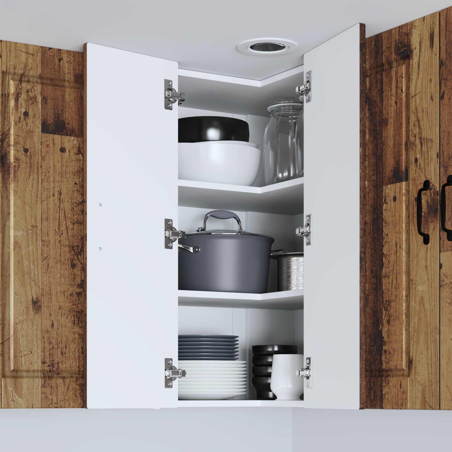 Vegghjørneskap PORTO Gammelt tre 57 x 57 x 80 cm Konstruert tre