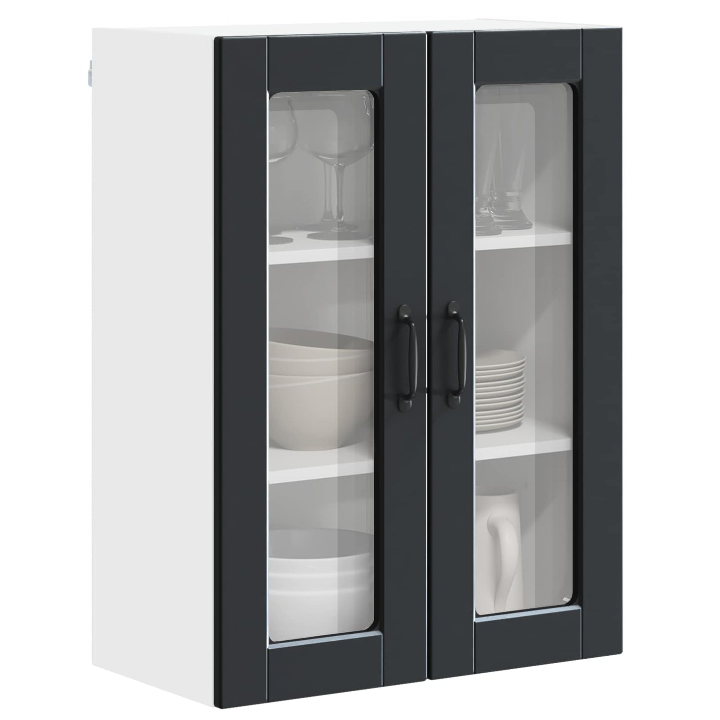 Vegghylle PORTO Svart 60 x 31 x 80 cm Konstruert tre