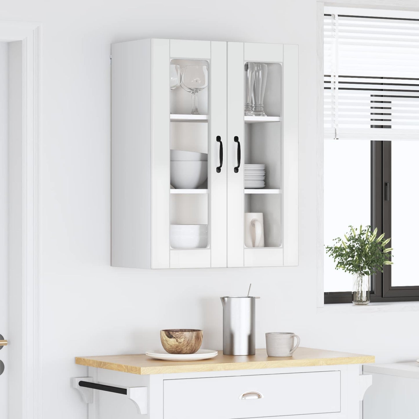 Vegghylle Høyglanset hvit 60 x 31 x 80 cm Konstruert tre