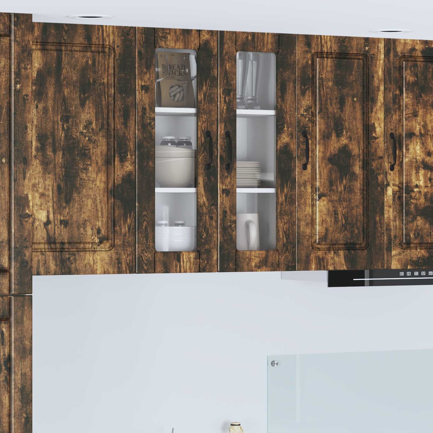 Vegghylle PORTO Røkt eik 60 x 31 x 80 cm Konstruert tre