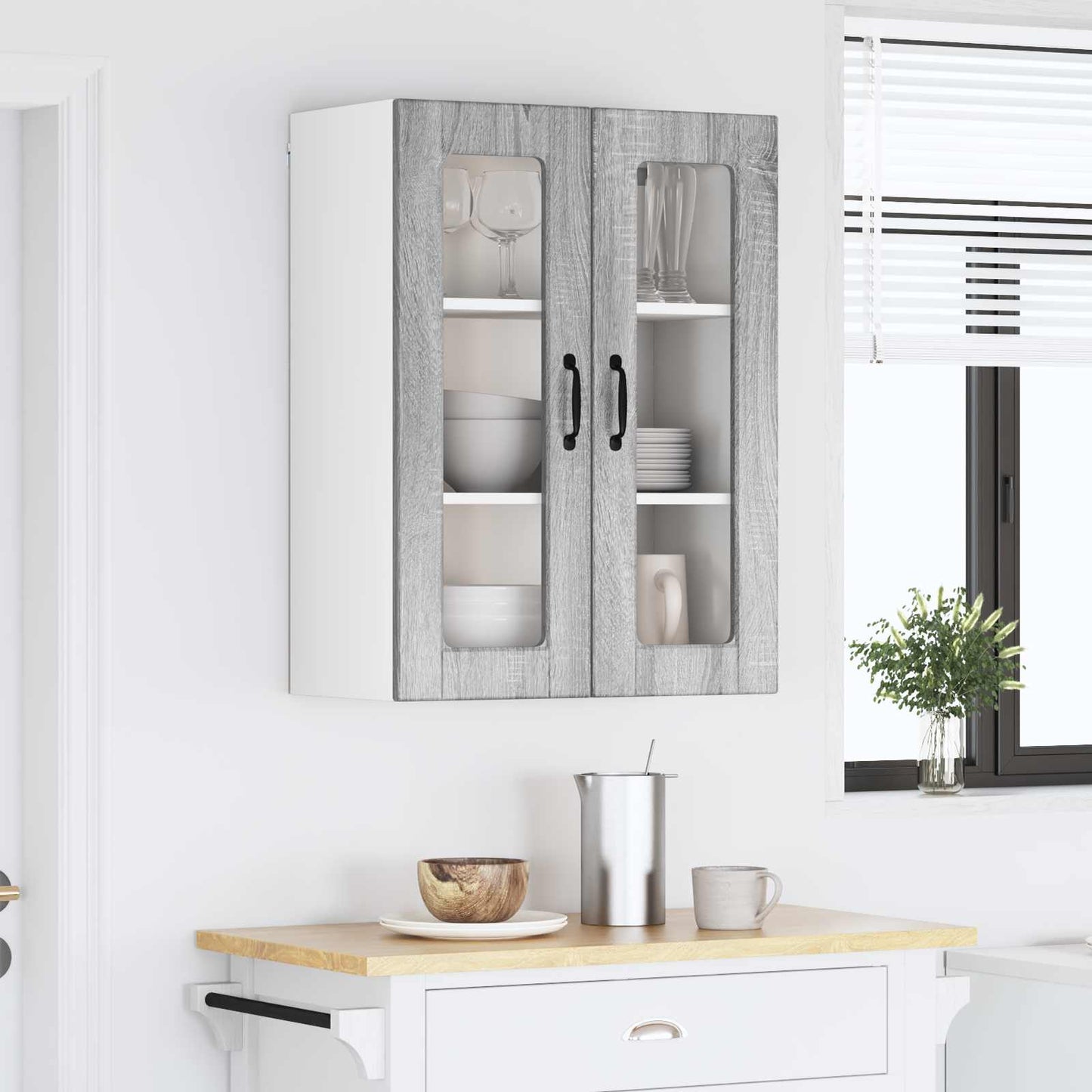 Vegghylle PORTO Grå Sonoma 60 x 31 x 80 cm Konstruert tre