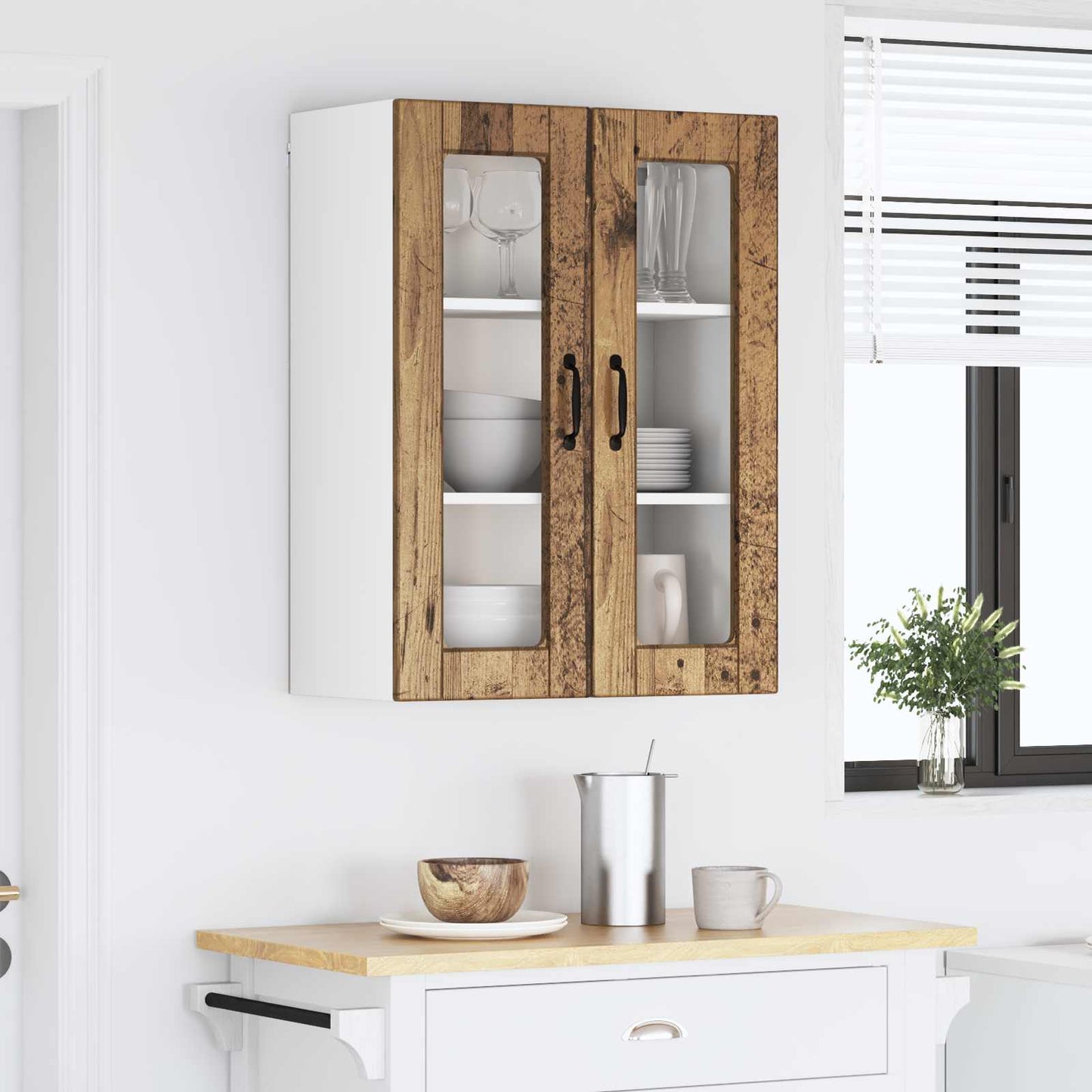 Vegghylle PORTO Gammelt tre 60 x 31 x 80 cm Konstruert tre
