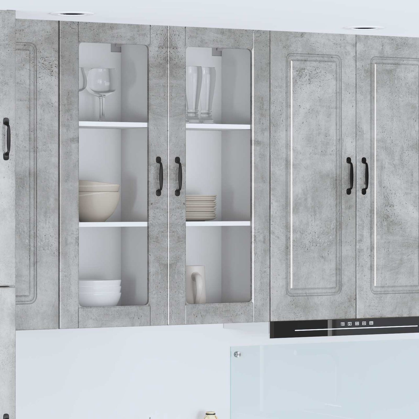 Vegghylle PORTO Betonggrå 40 x 31 x 100 cm Konstruert tre