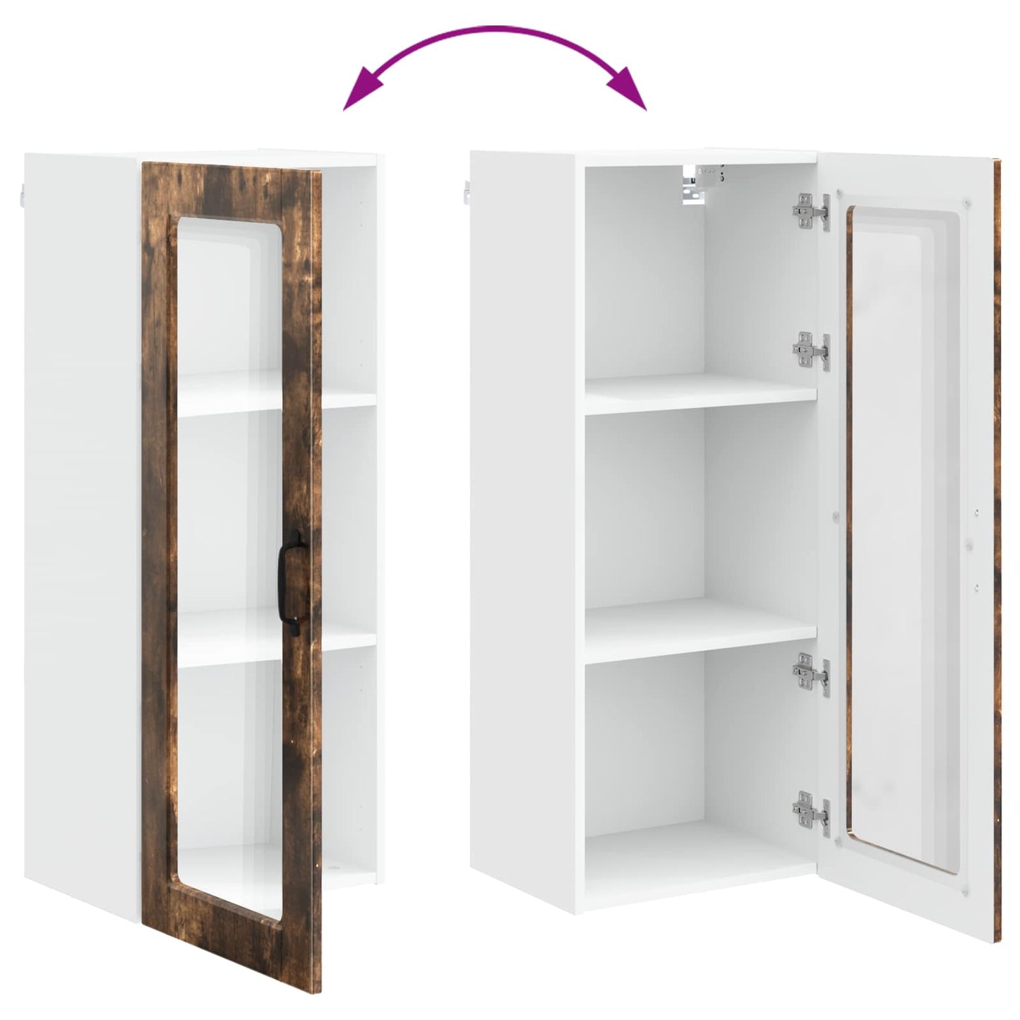 Vegghylle PORTO Røkt eik 40 x 31 x 100 cm Konstruert tre