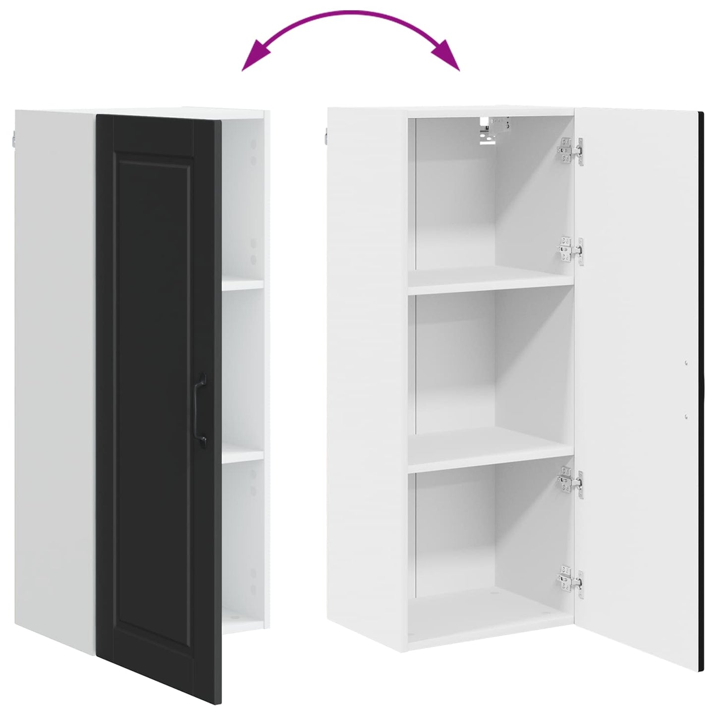 Veggskap PORTO Svart 40 x 31 x 100 cm Konstruert tre
