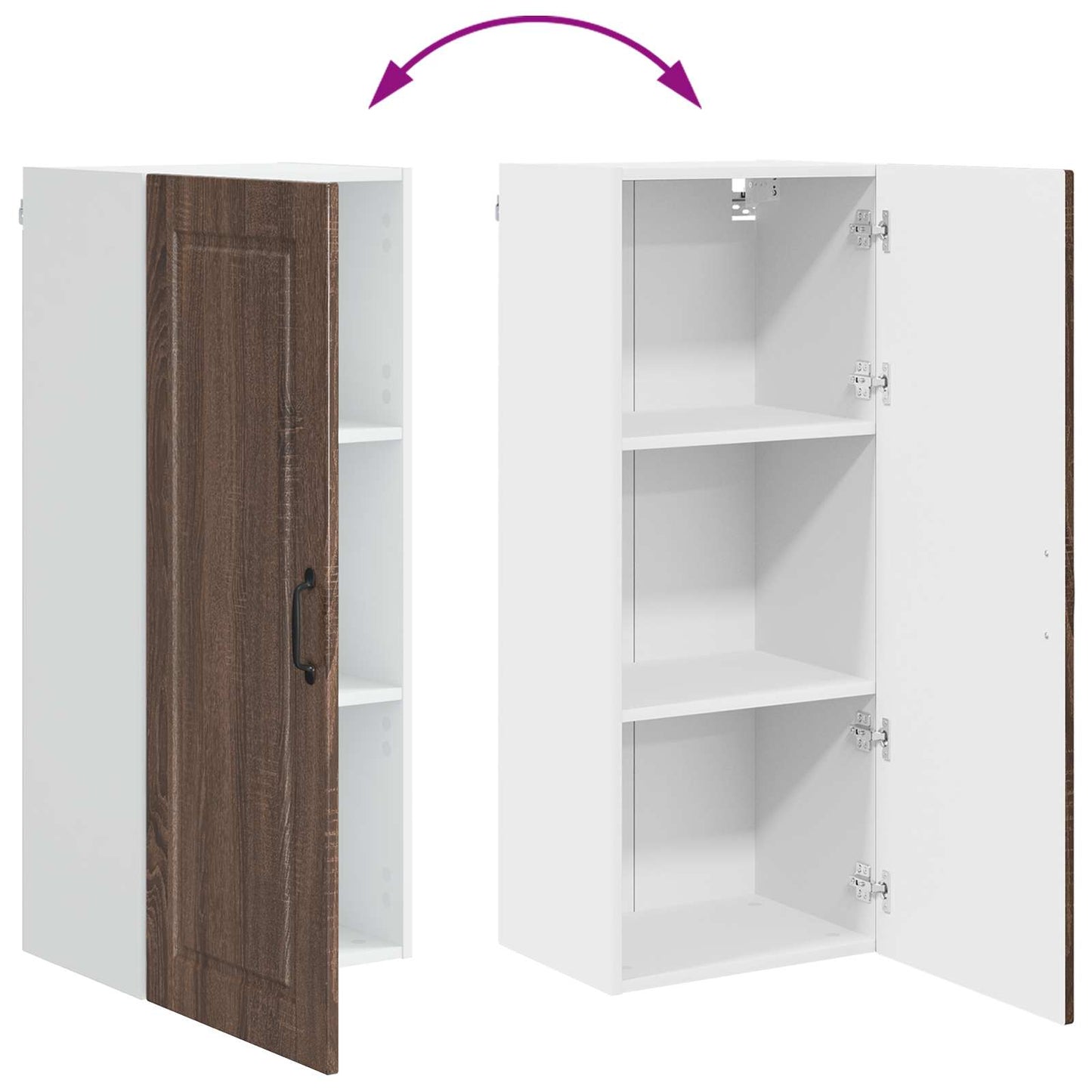 Veggskap PORTO Brun Eik 40 x 31 x 100 cm Konstruert tre