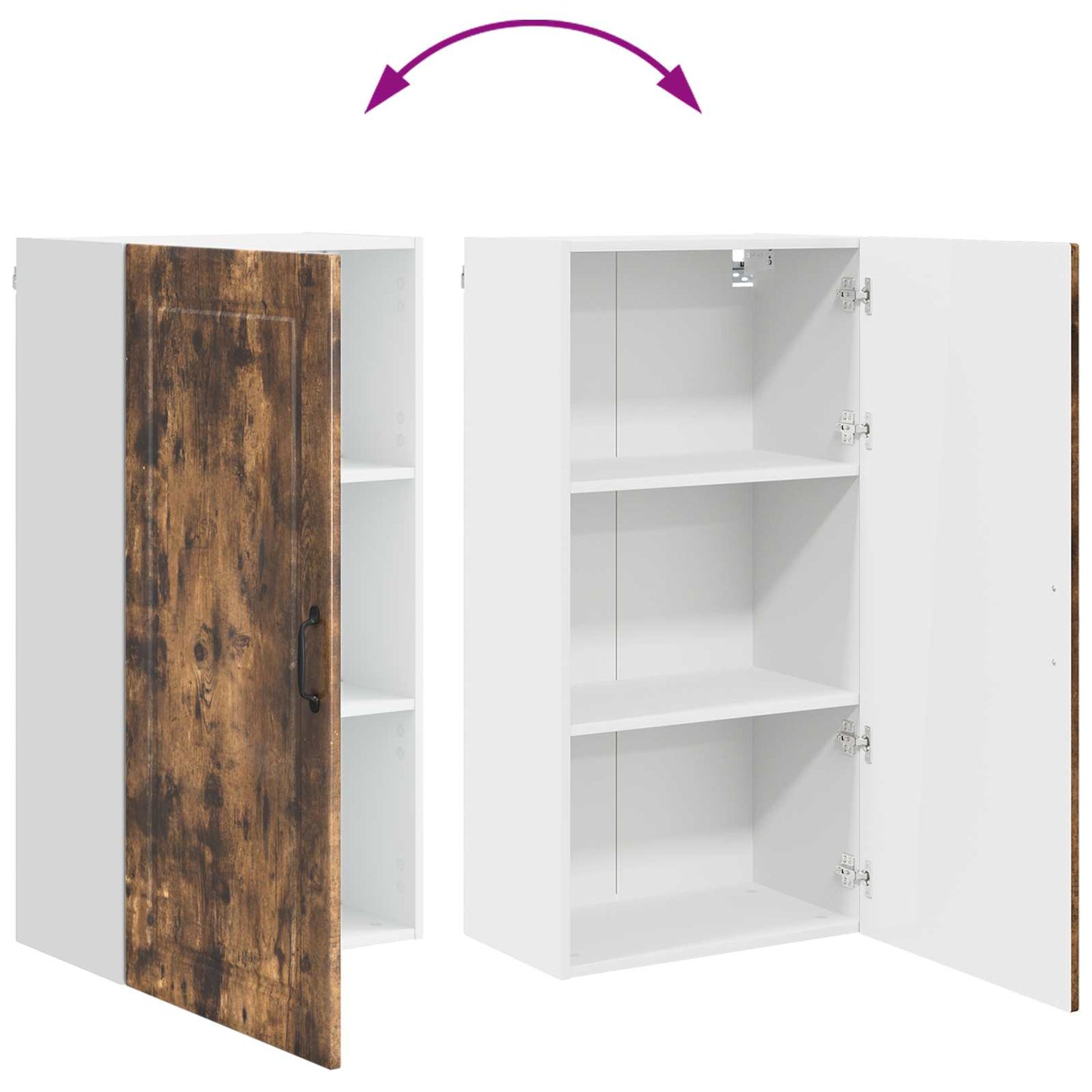 Veggskap PORTO Røkt eik 50 x 31 x 100 cm Konstruert tre