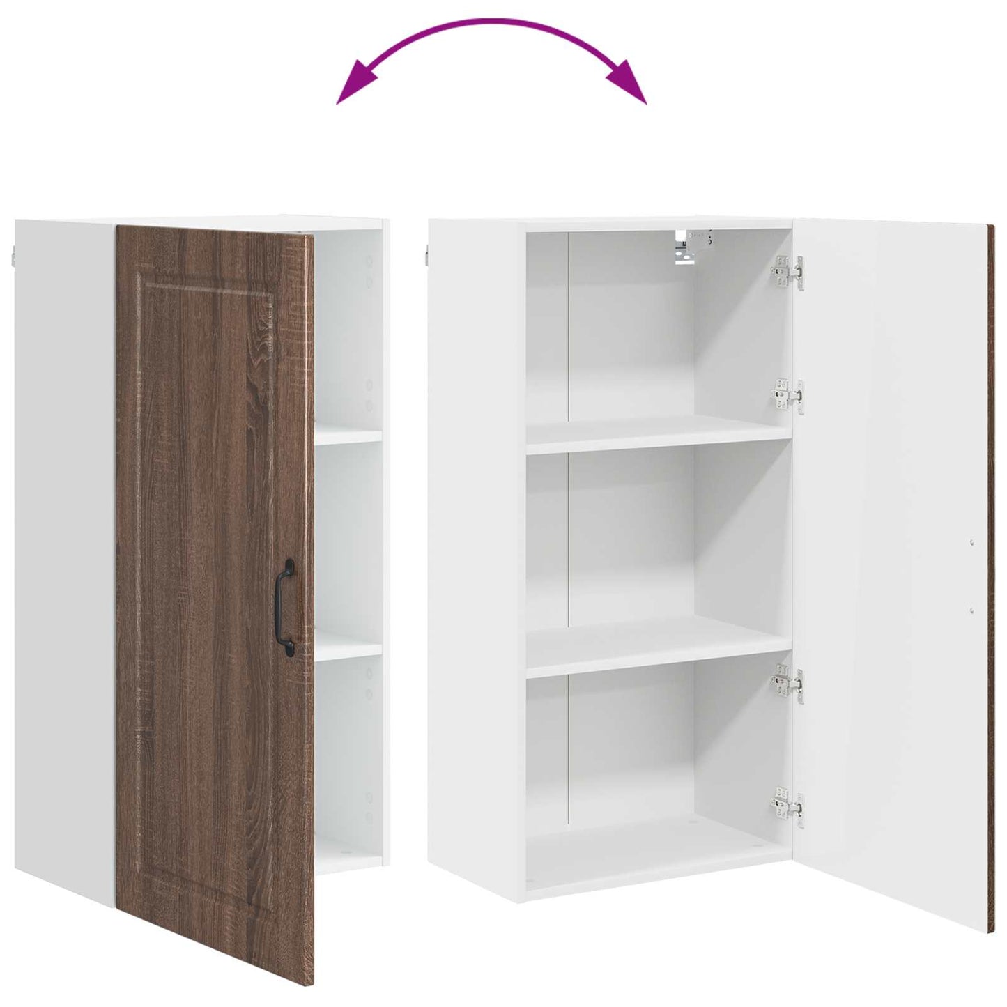 Veggskap PORTO Brun Eik 50 x 31 x 100 cm Konstruert tre
