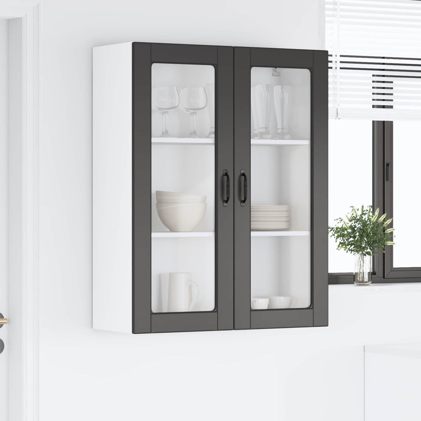 Vegghylle PORTO Svart 80 x 31 x 100 cm Konstruert tre