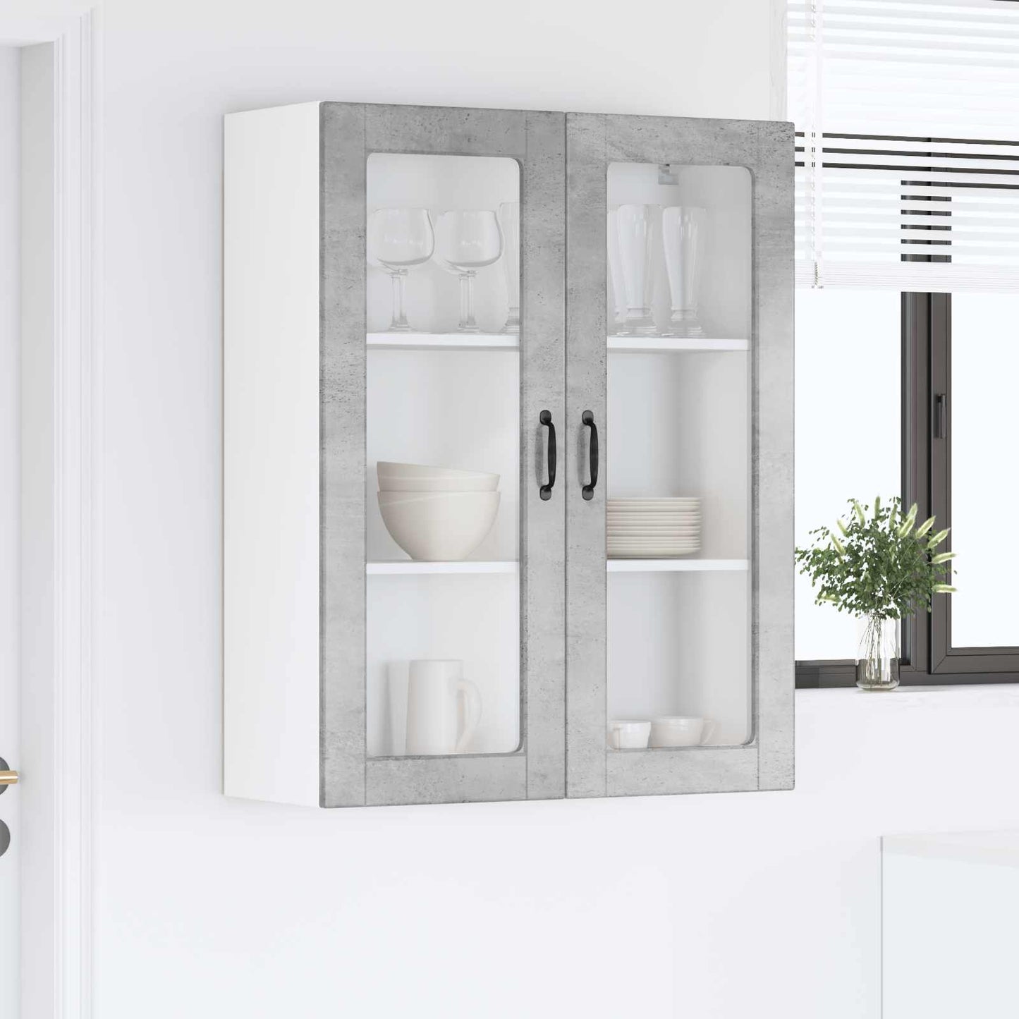 Vegghylle PORTO Betonggrå 80 x 31 x 100 cm Konstruert tre