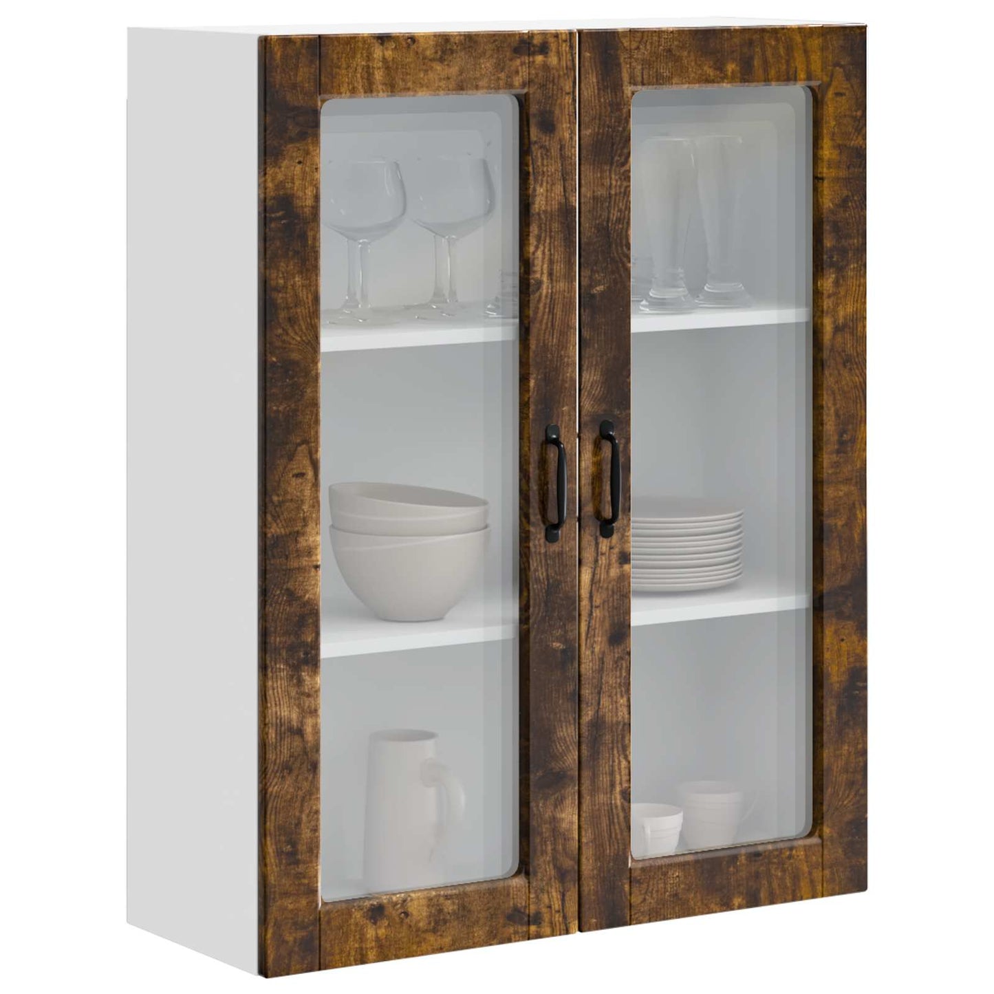 Vegghylle PORTO Røkt eik 80 x 31 x 100 cm Konstruert tre