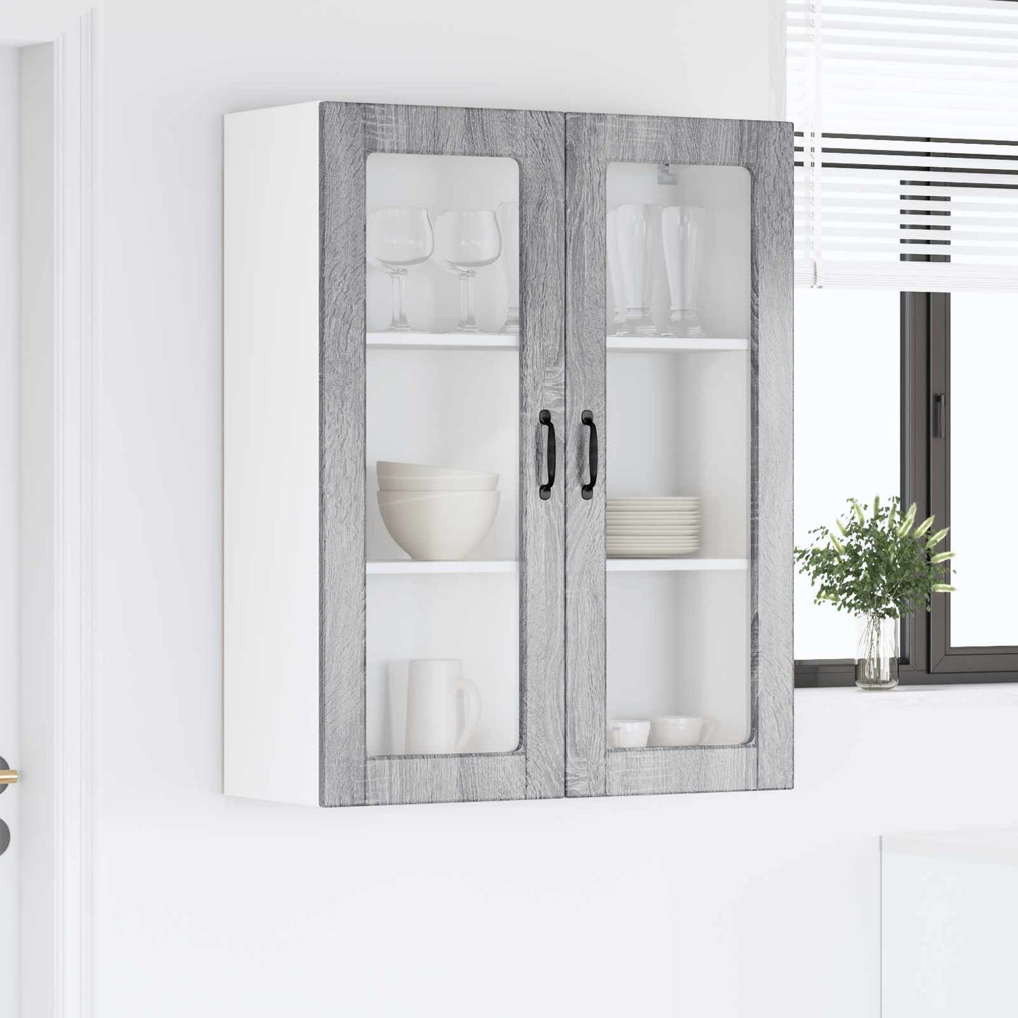 Vegghylle PORTO Grå Sonoma 80 x 31 x 100 cm Konstruert tre