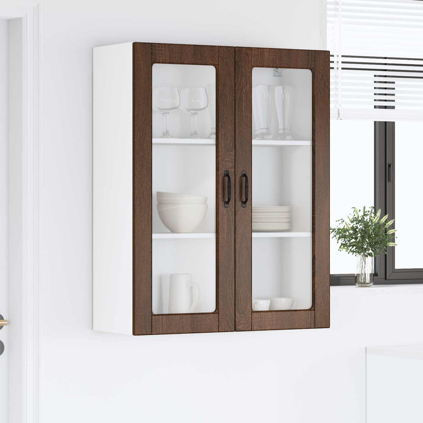 Vegghylle PORTO Brun Eik 80 x 31 x 100 cm Konstruert tre