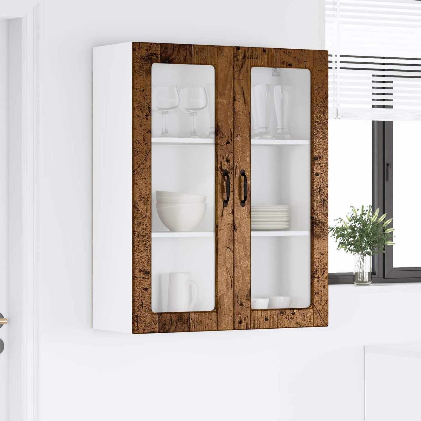 Vegghylle PORTO Gammelt tre 80 x 31 x 100 cm Konstruert tre