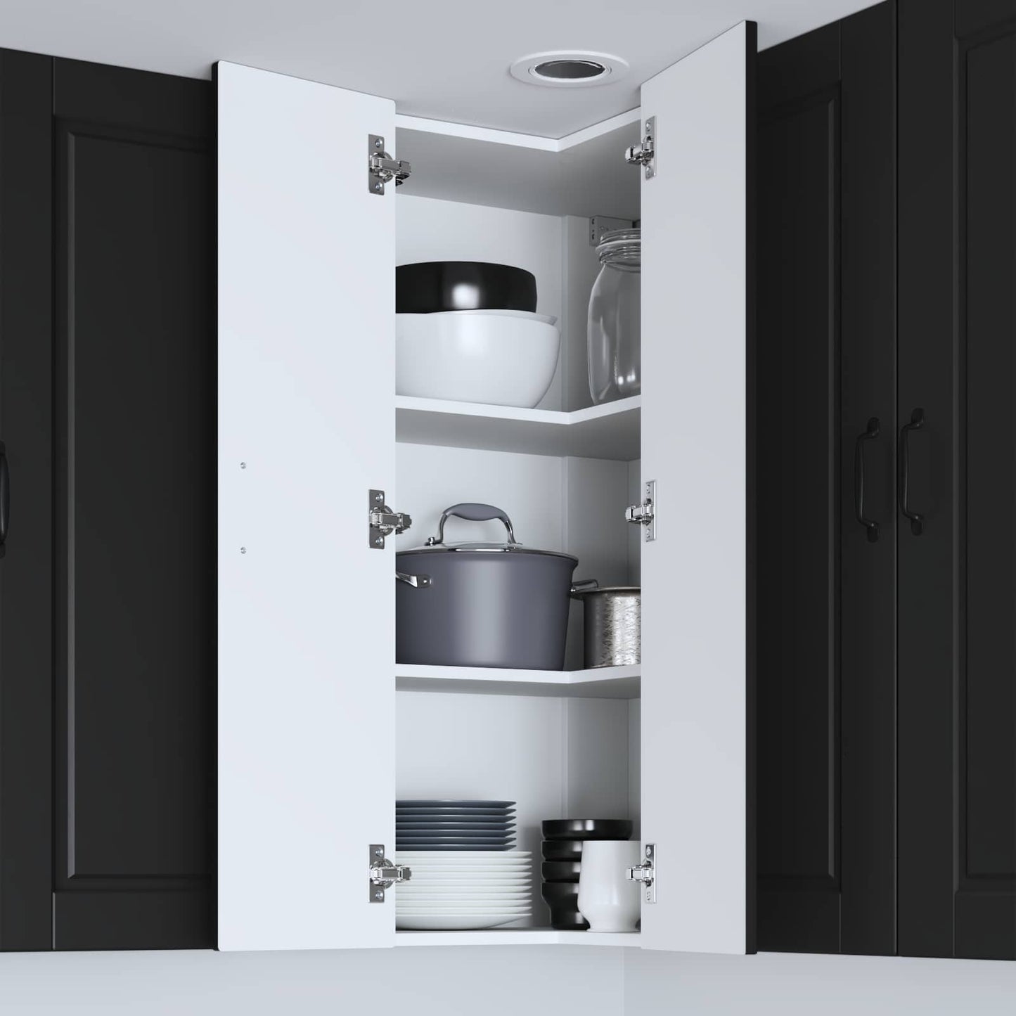 Vegghjørneskap PORTO Svart 57 x 57 x 100 cm Konstruert tre